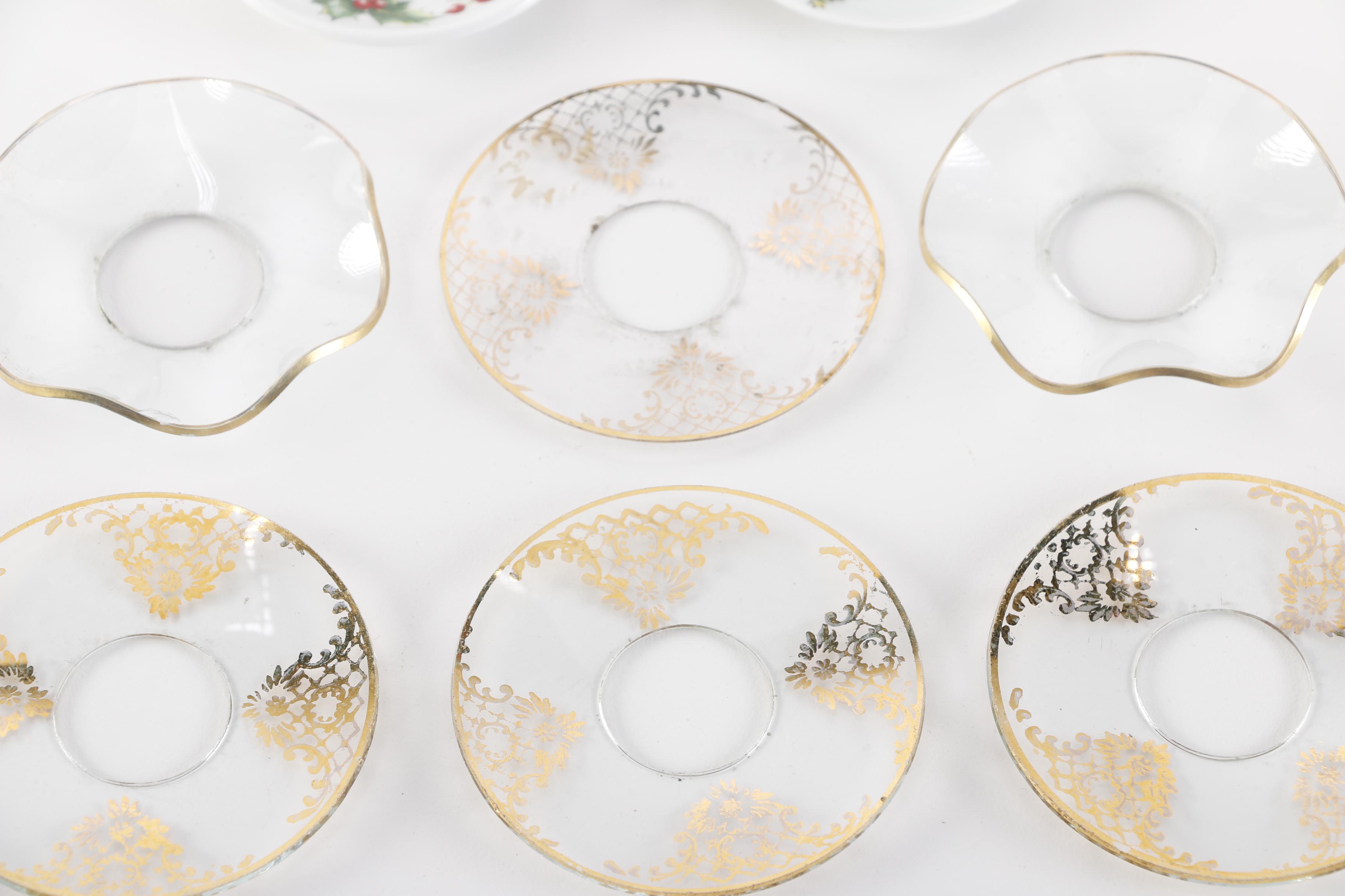 Collection Of  Vintage Glass Candle Saucers