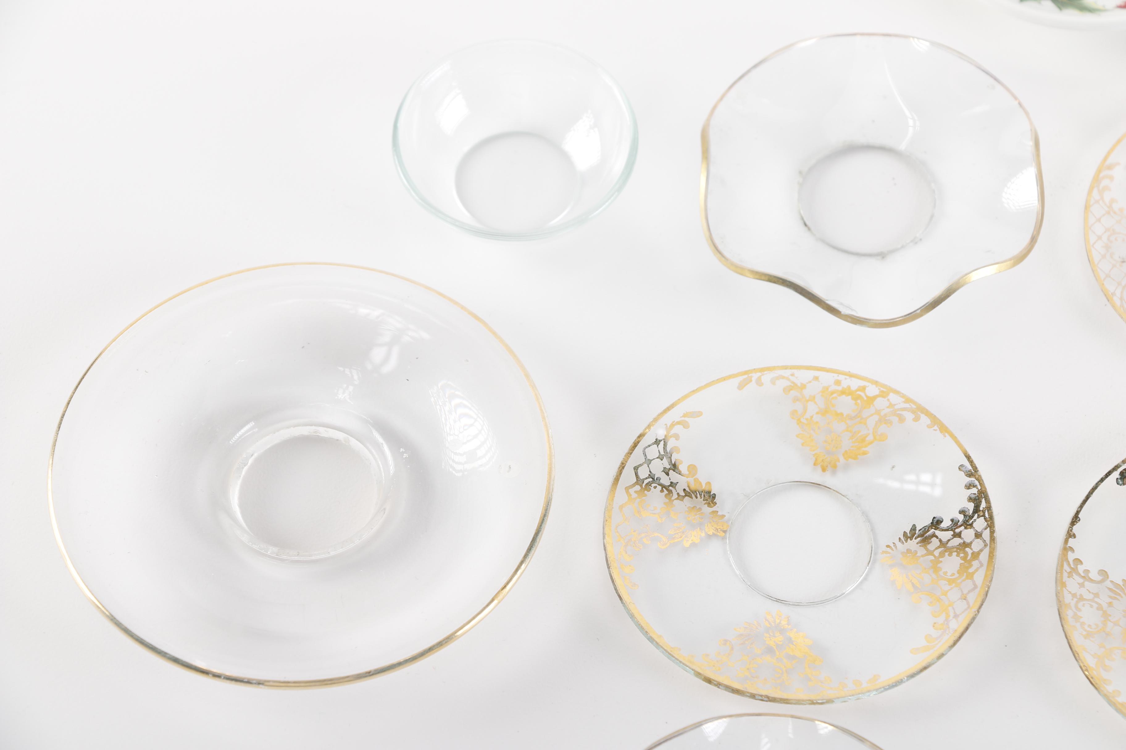 Collection Of  Vintage Glass Candle Saucers