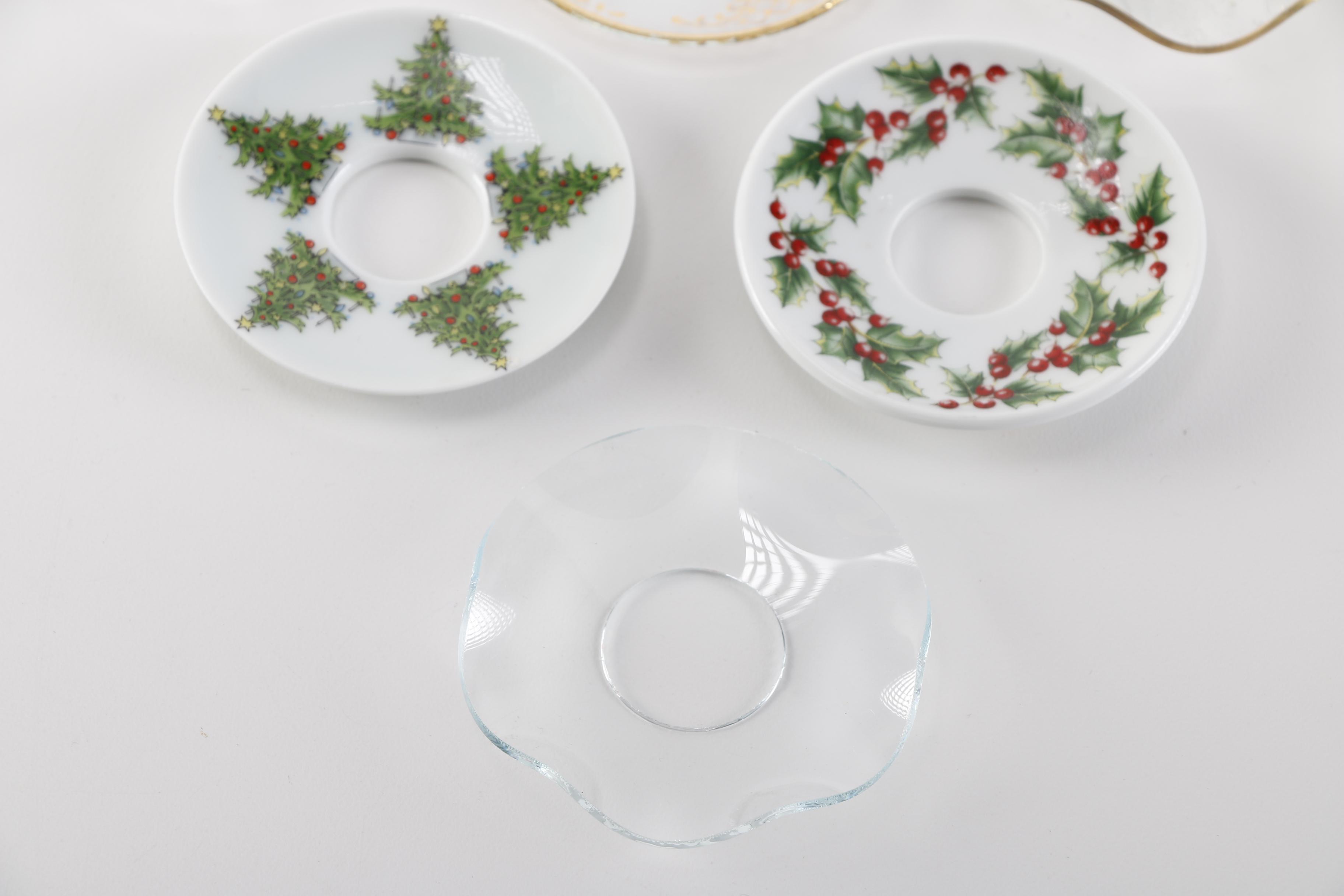 Collection Of  Vintage Glass Candle Saucers