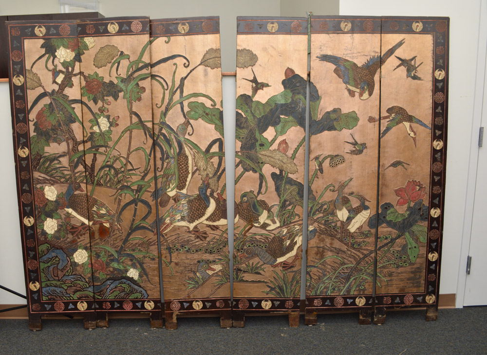 Chinese Lacquer Folding Screen