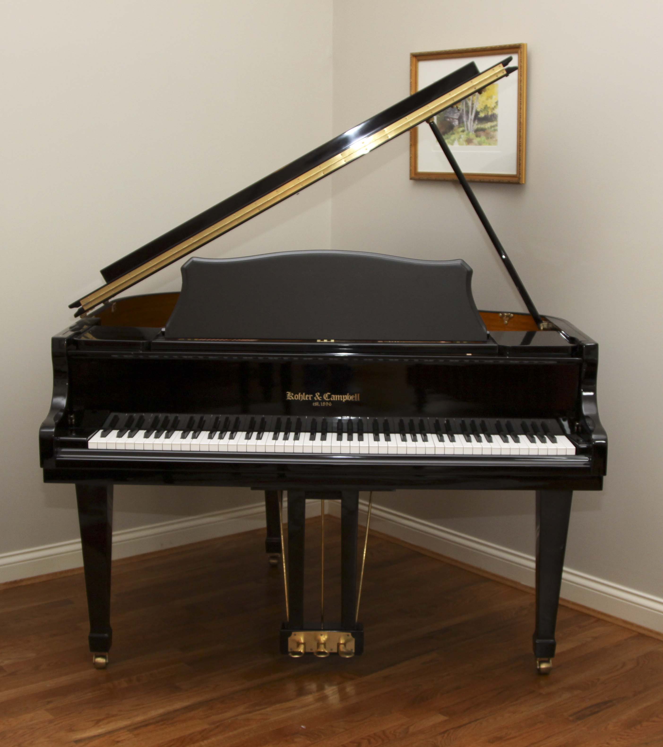 Kohler & Campbell Baby Grand Piano, Lamp and Seth Thomas Metronome