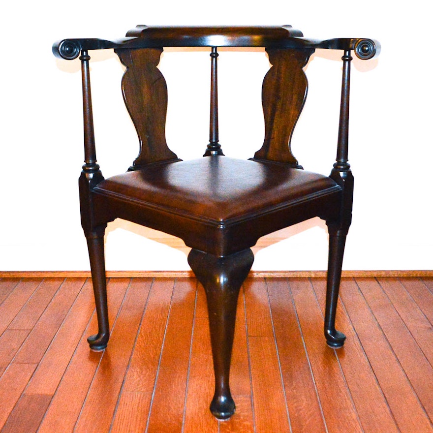 Vintage Queen Anne Style Corner Chair by The Henkel-Harris Co.