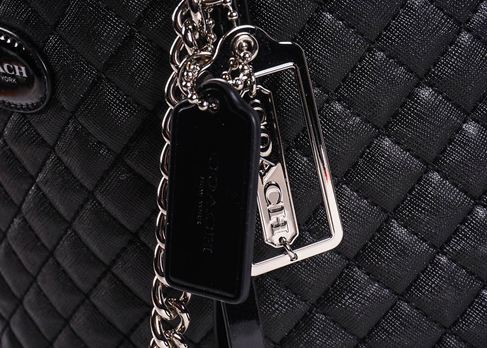 Coach Black Metro Quilted Chain Tote Bag