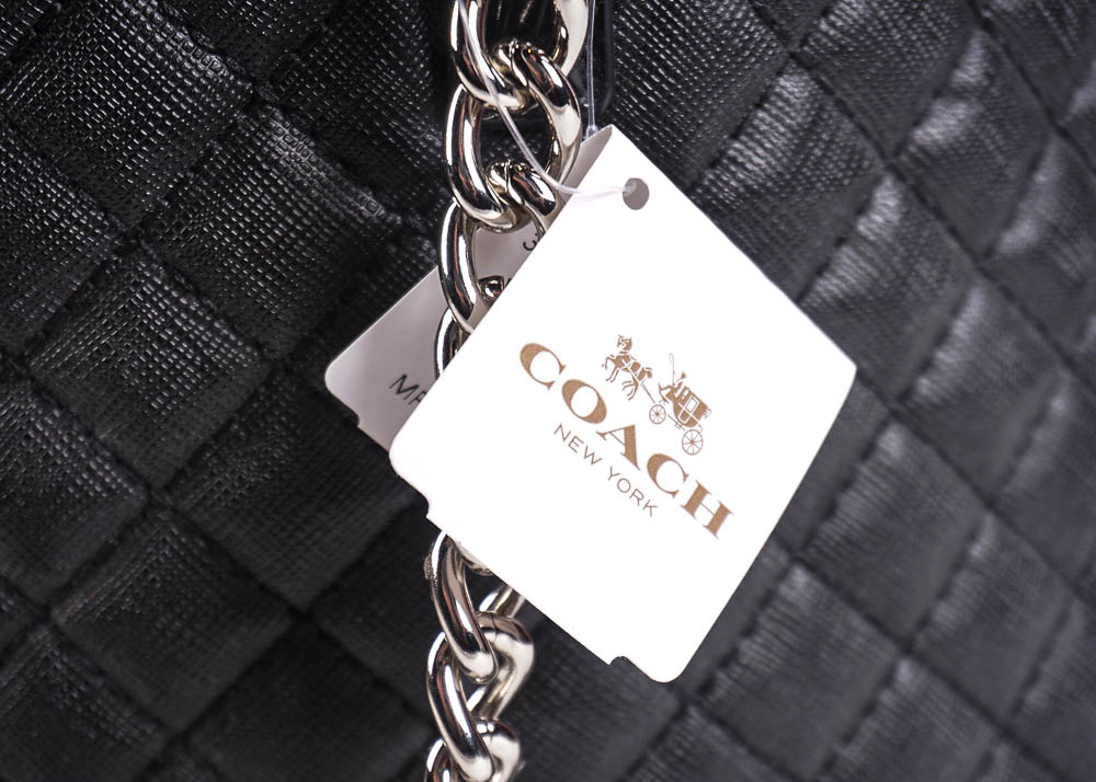 Coach Black Metro Quilted Chain Tote Bag