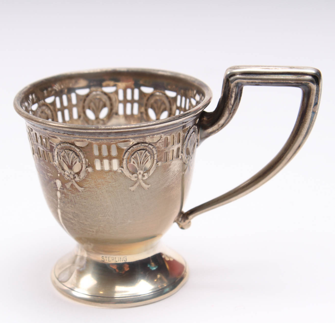 W. H. & Co. Sterling Silver Demitasse Set with Lenox Inserts