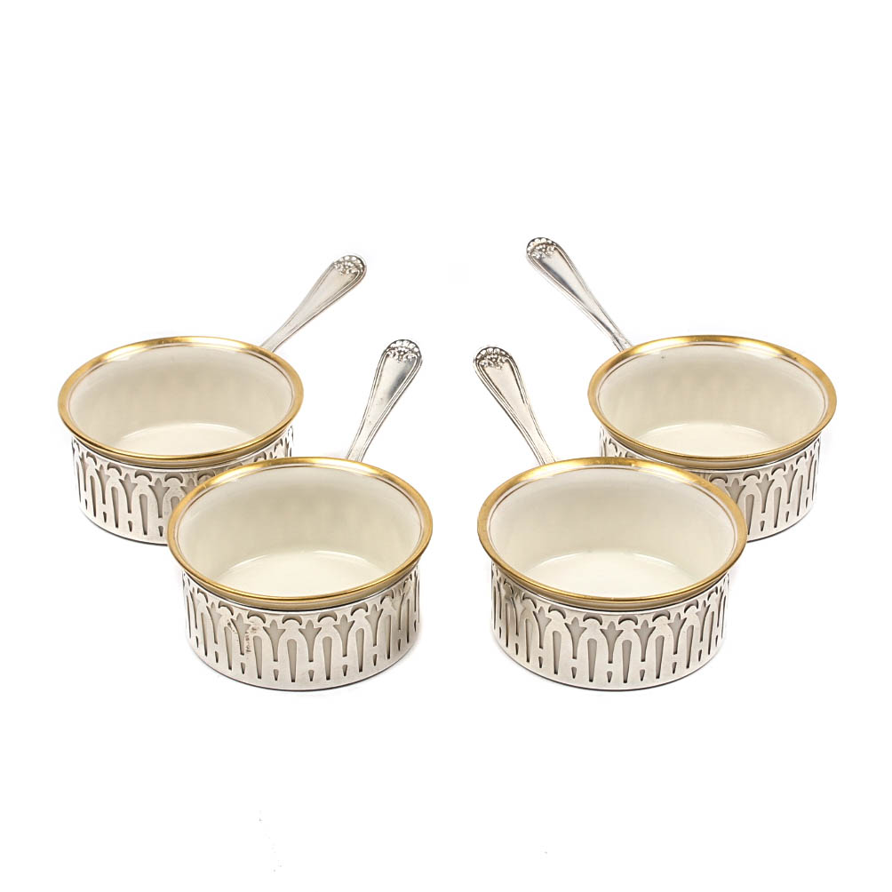 Mechanics Sterling Silver Dessert Servers with Lenox Inserts