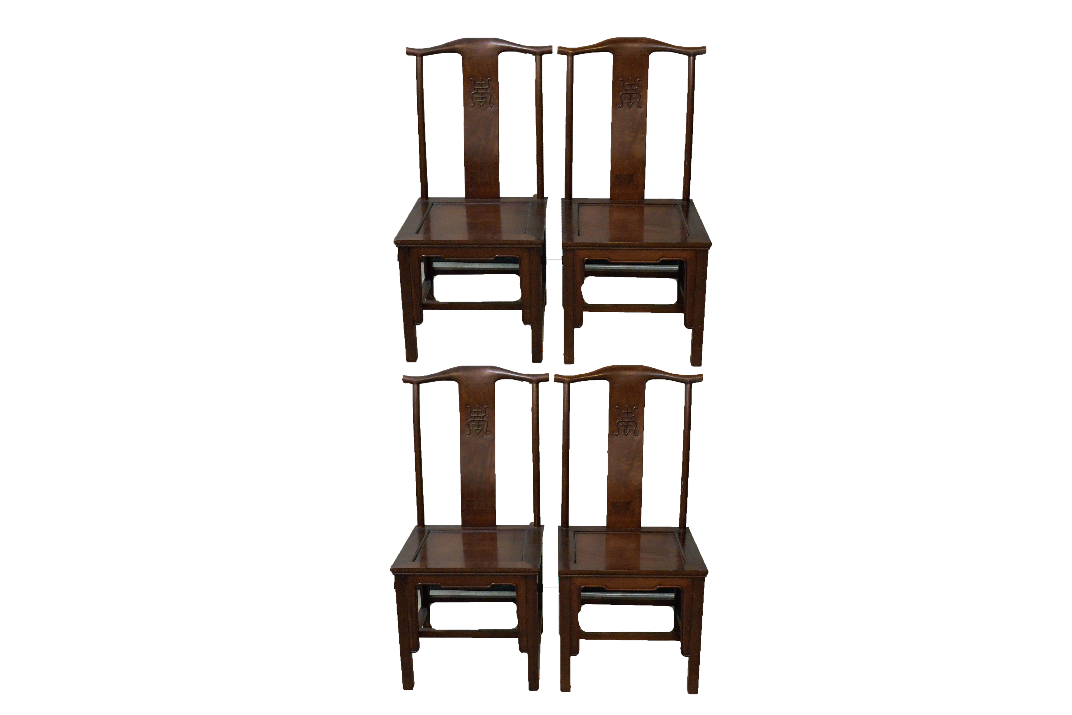 Four Wooden Asian Inspired Chairs