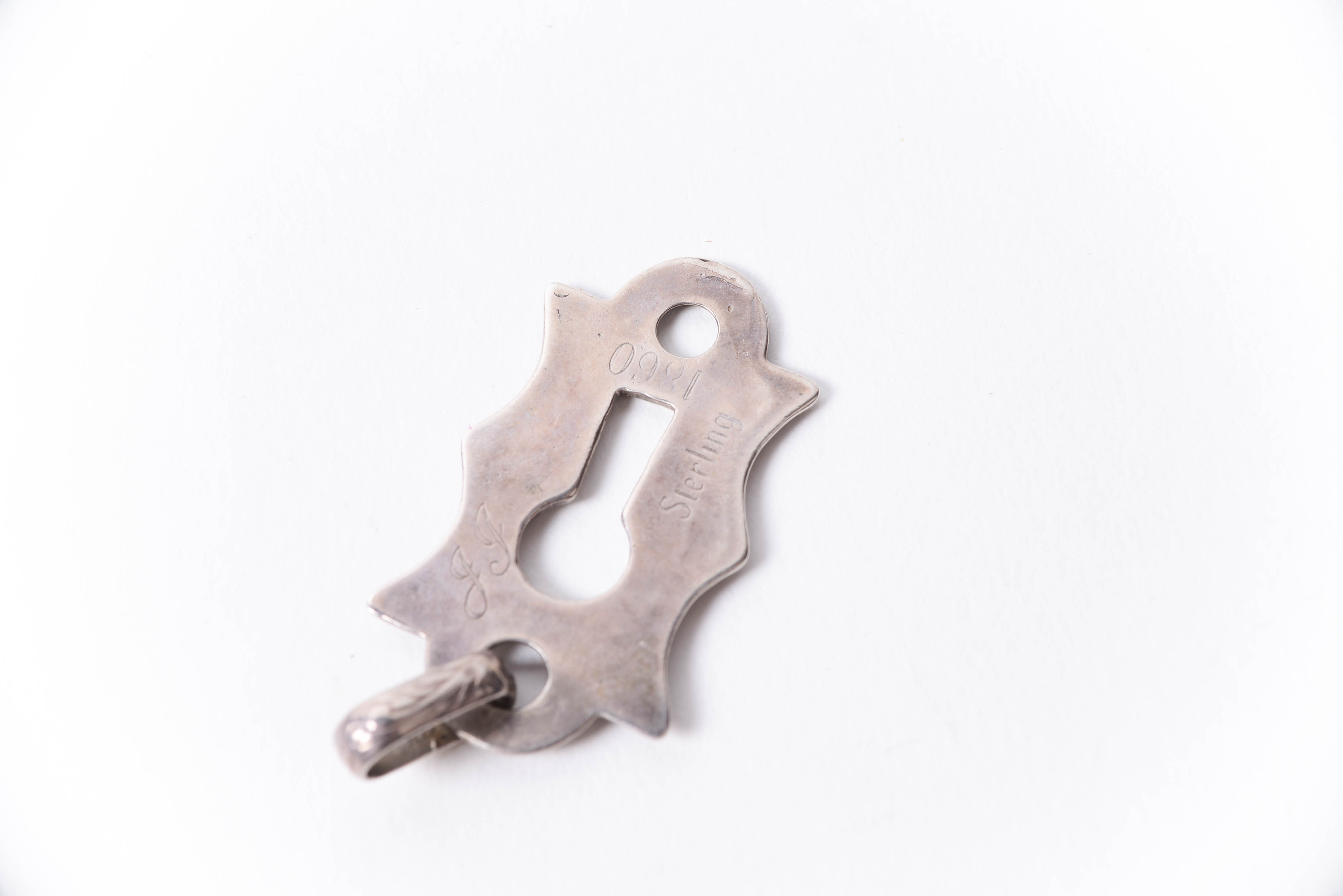 Replica Victorian 1860 Sterling Silver Lover's Keyhole Pendant