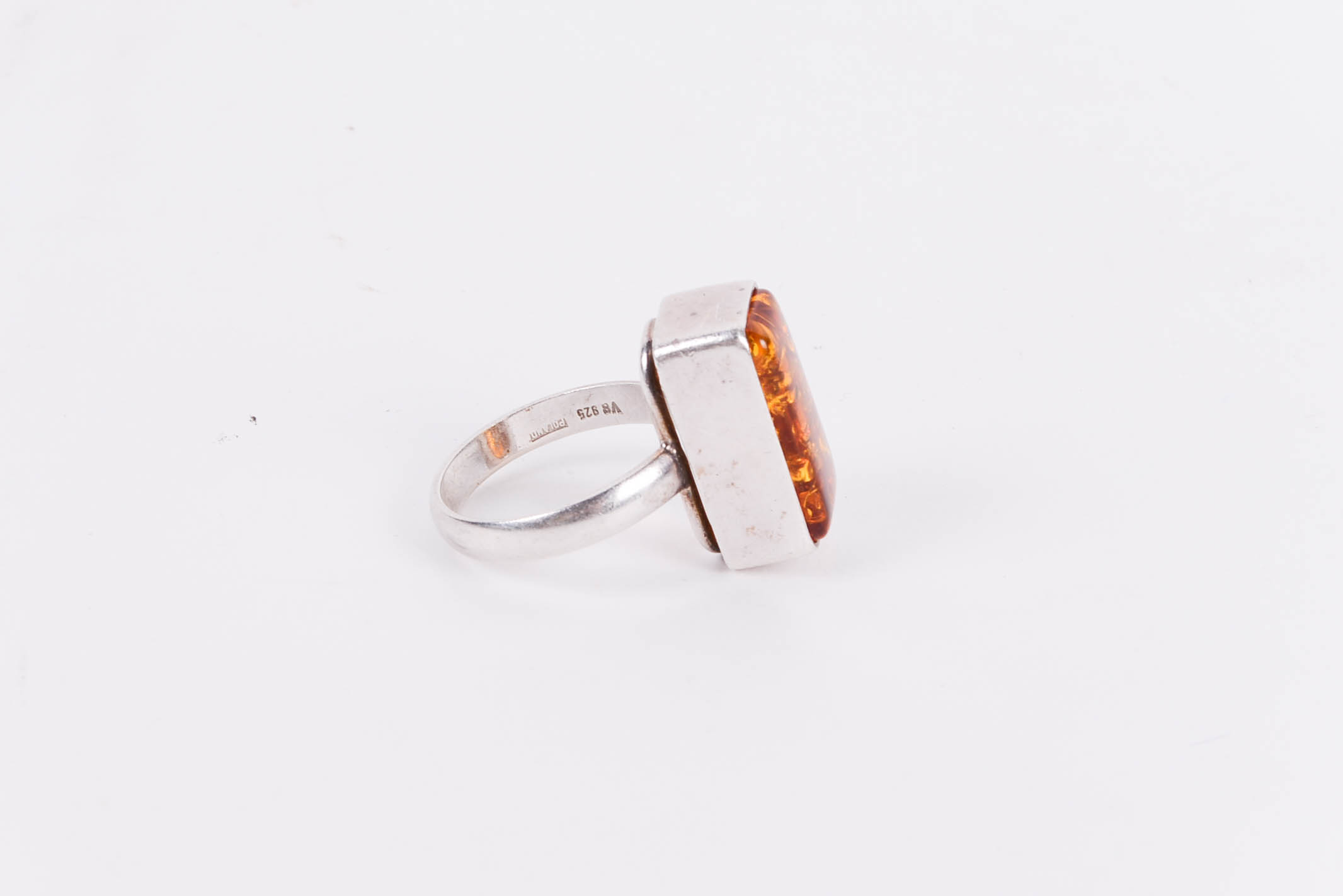 Sterling Silver Ring with Amber