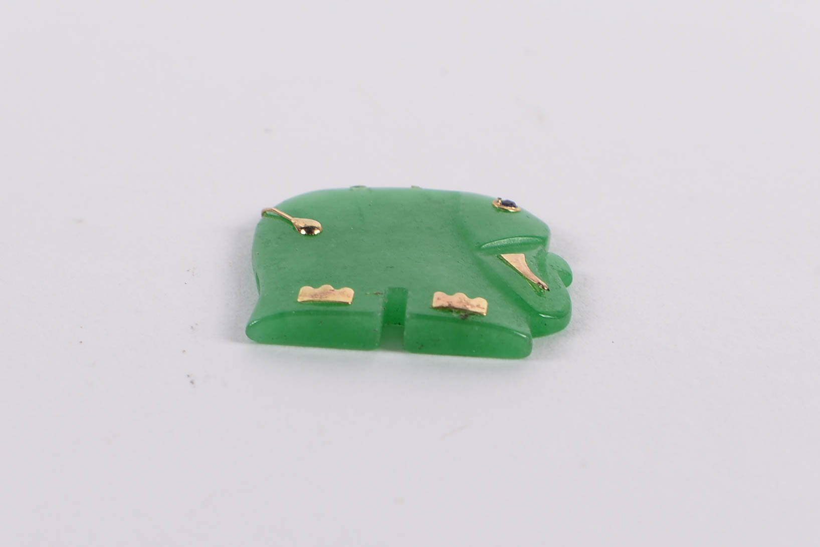 14K Yellow Gold Accented Jadeite and Spinel Elephant