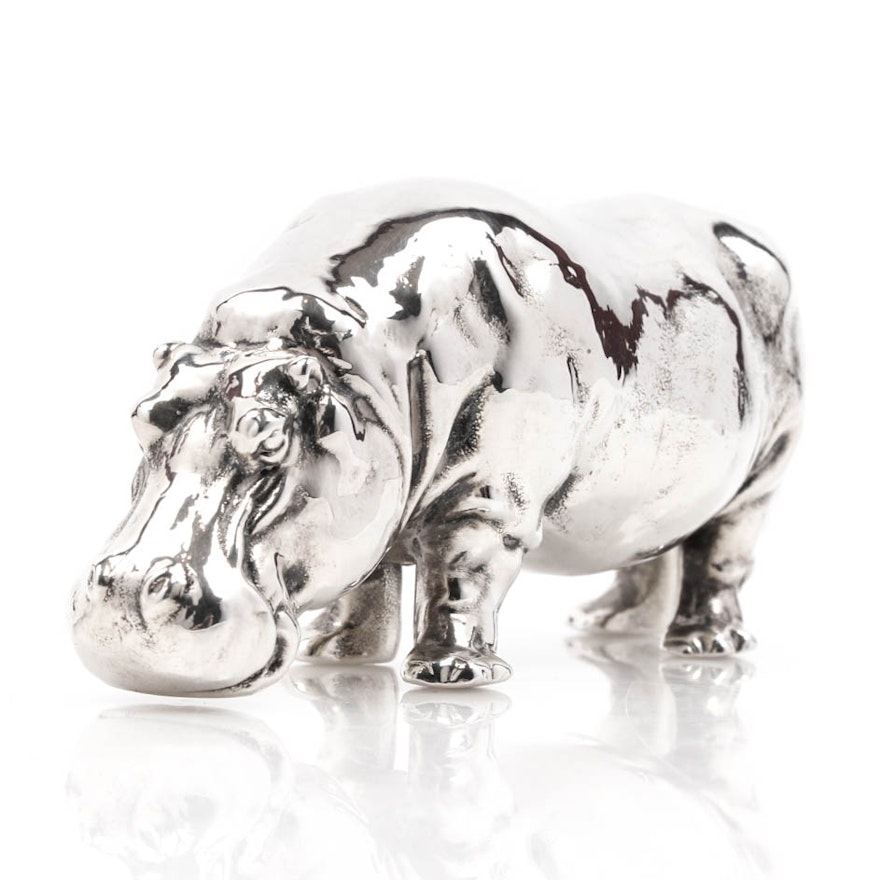 Sterling Silver Hippopotamus Figure