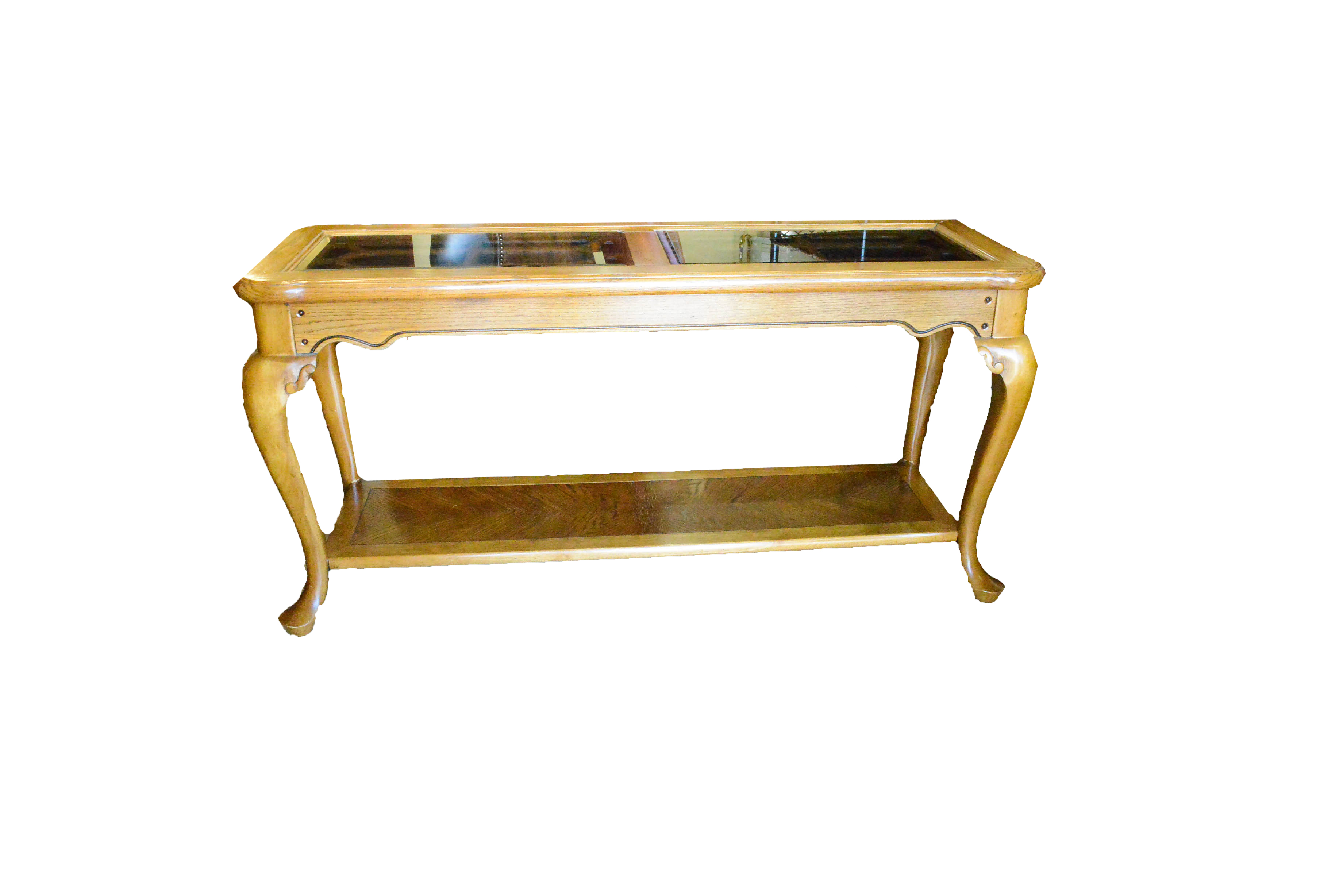 Country French Sofa Table with Glass Top