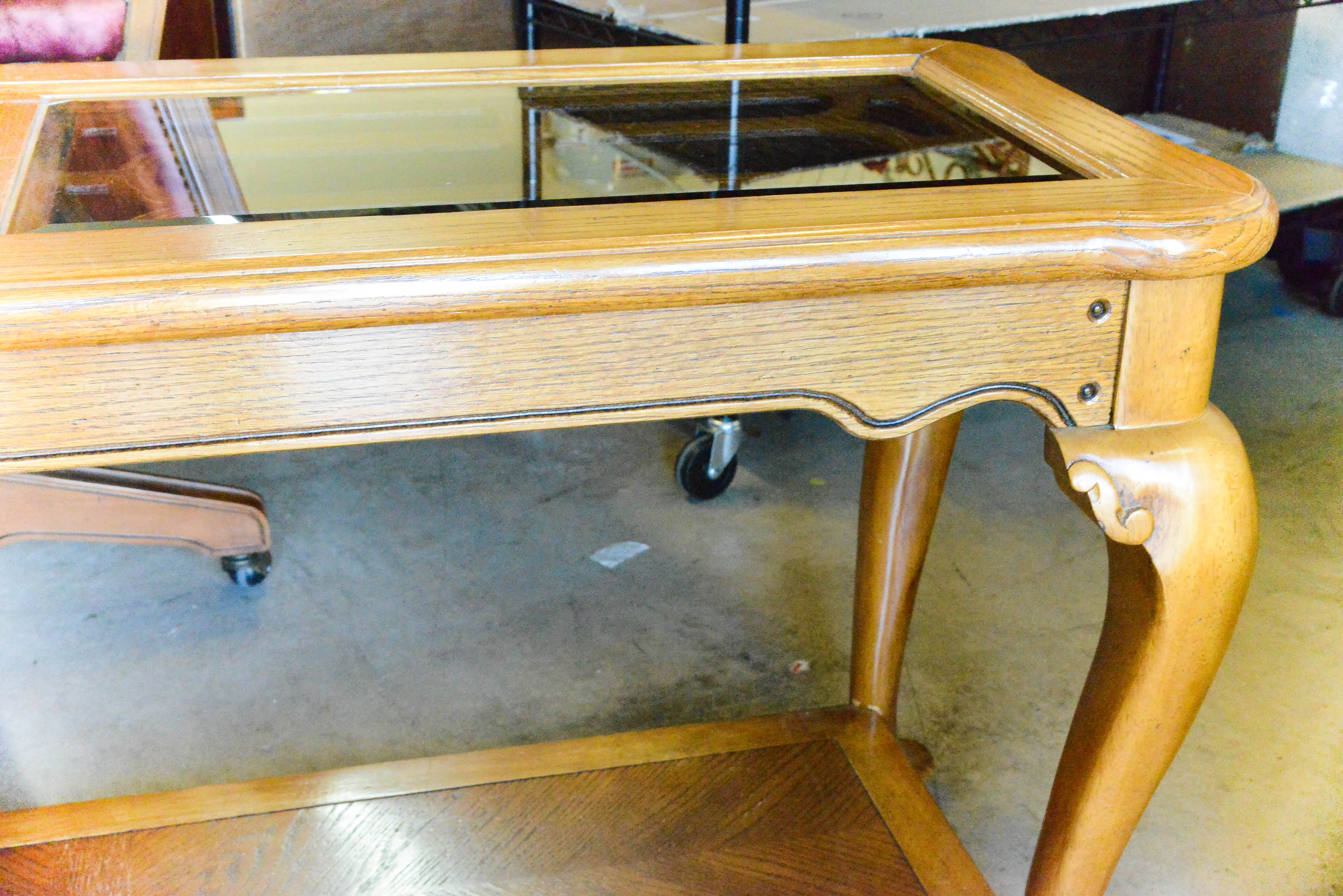 Country French Sofa Table with Glass Top