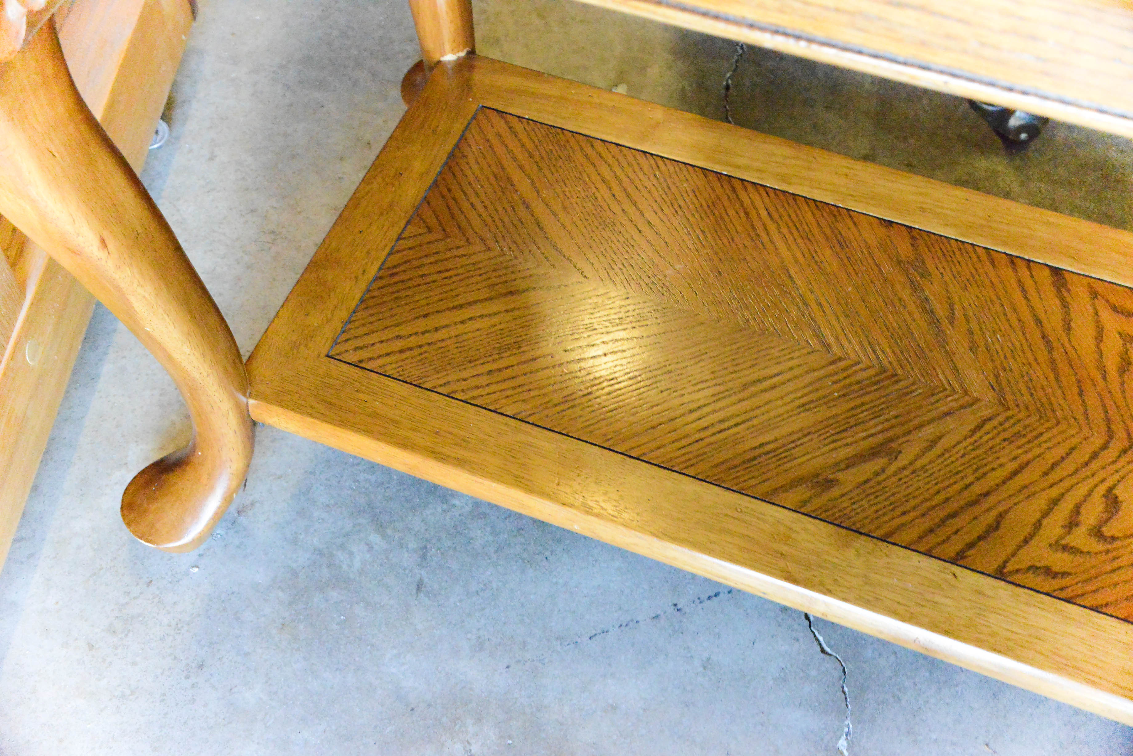 Country French Sofa Table with Glass Top
