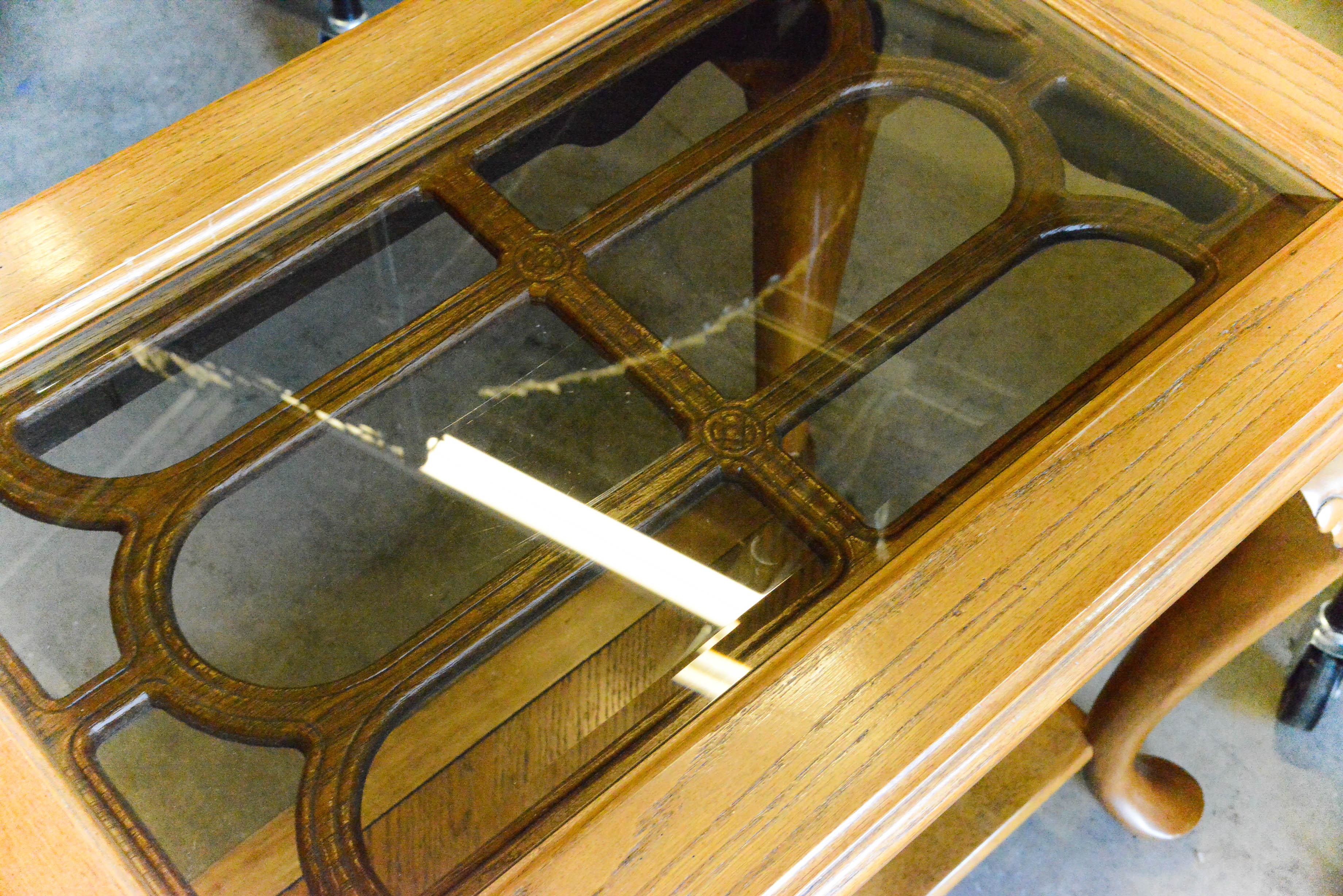Country French Sofa Table with Glass Top