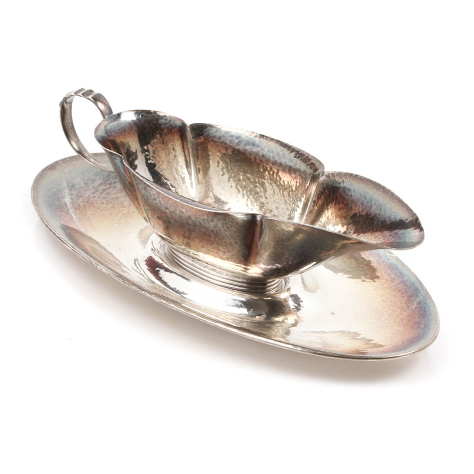 Antique Gorham Sterling Silver Sauce Boat and Tray