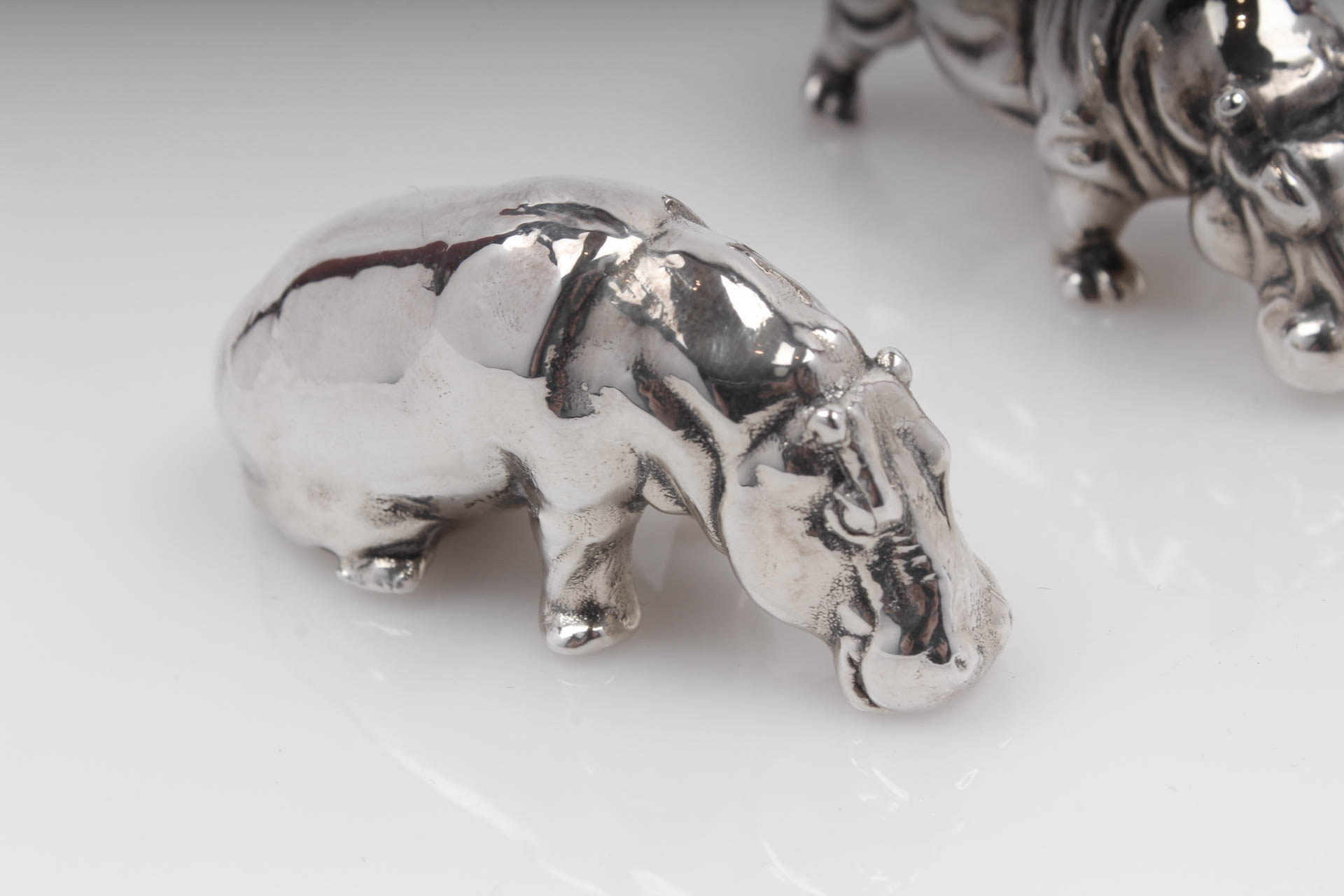 Sterling Silver Hippopotamus Figures