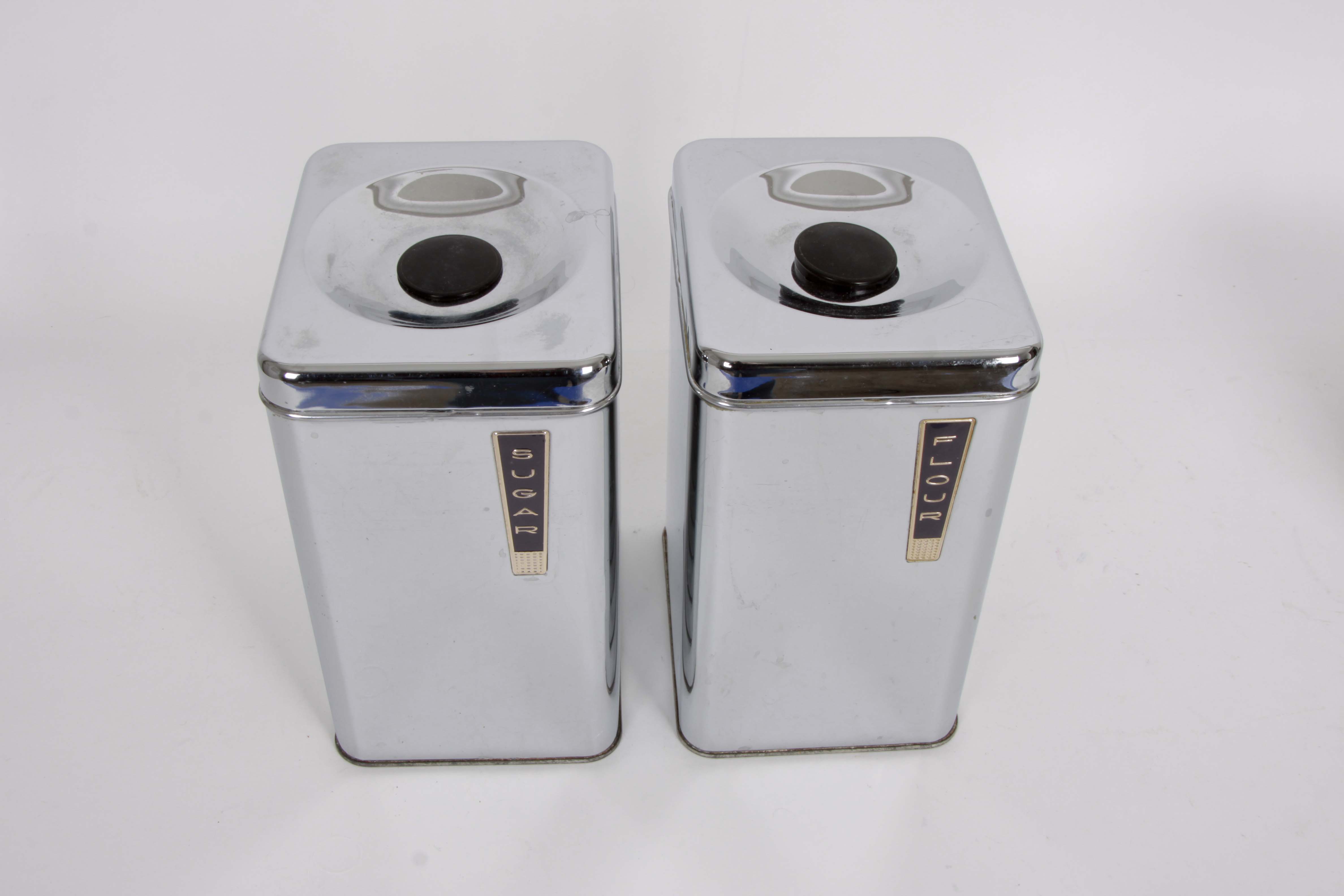 Vintage Art Deco Lincoln BeautyWare Metal Canister Set