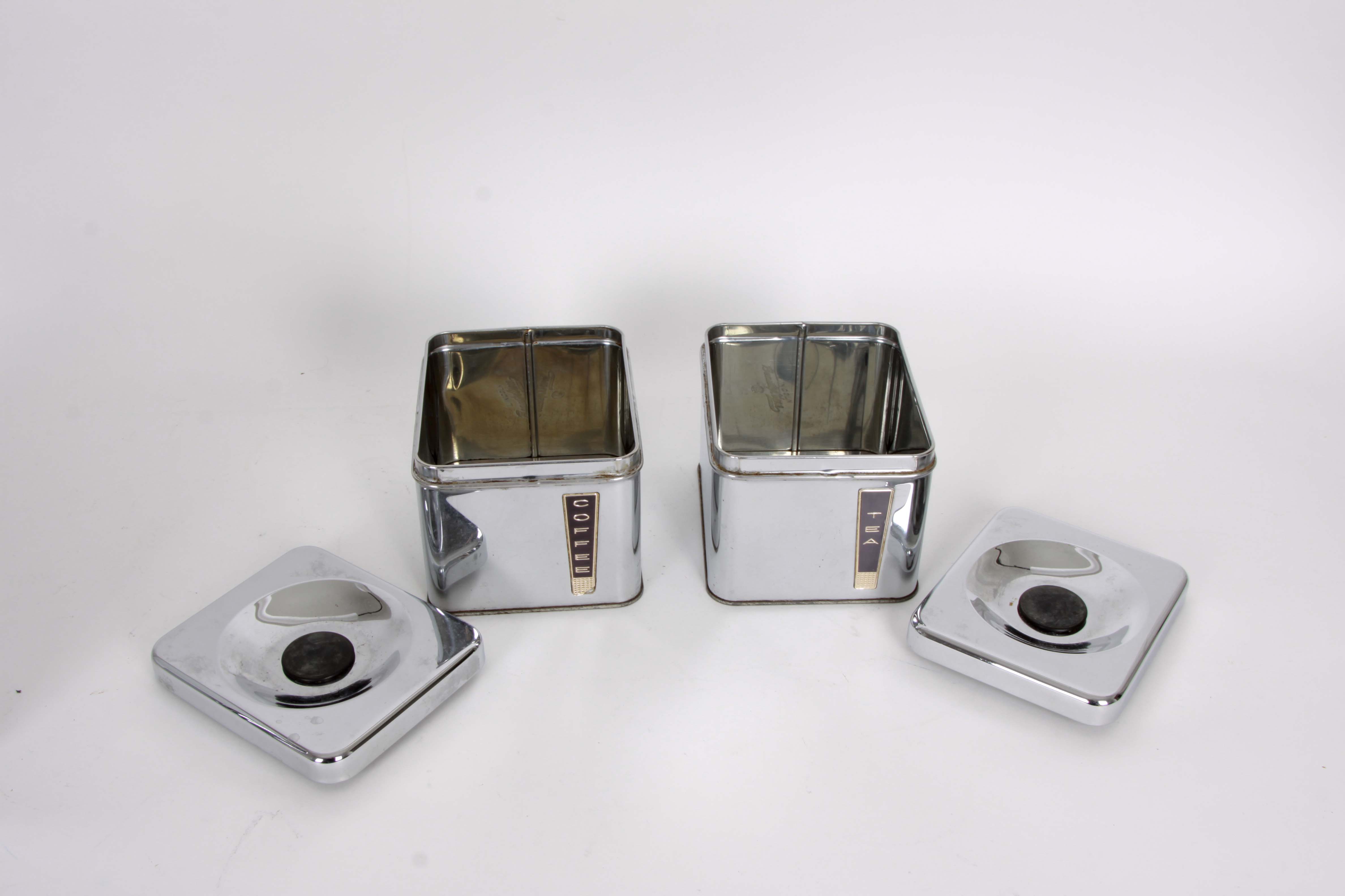 Vintage Art Deco Lincoln BeautyWare Metal Canister Set