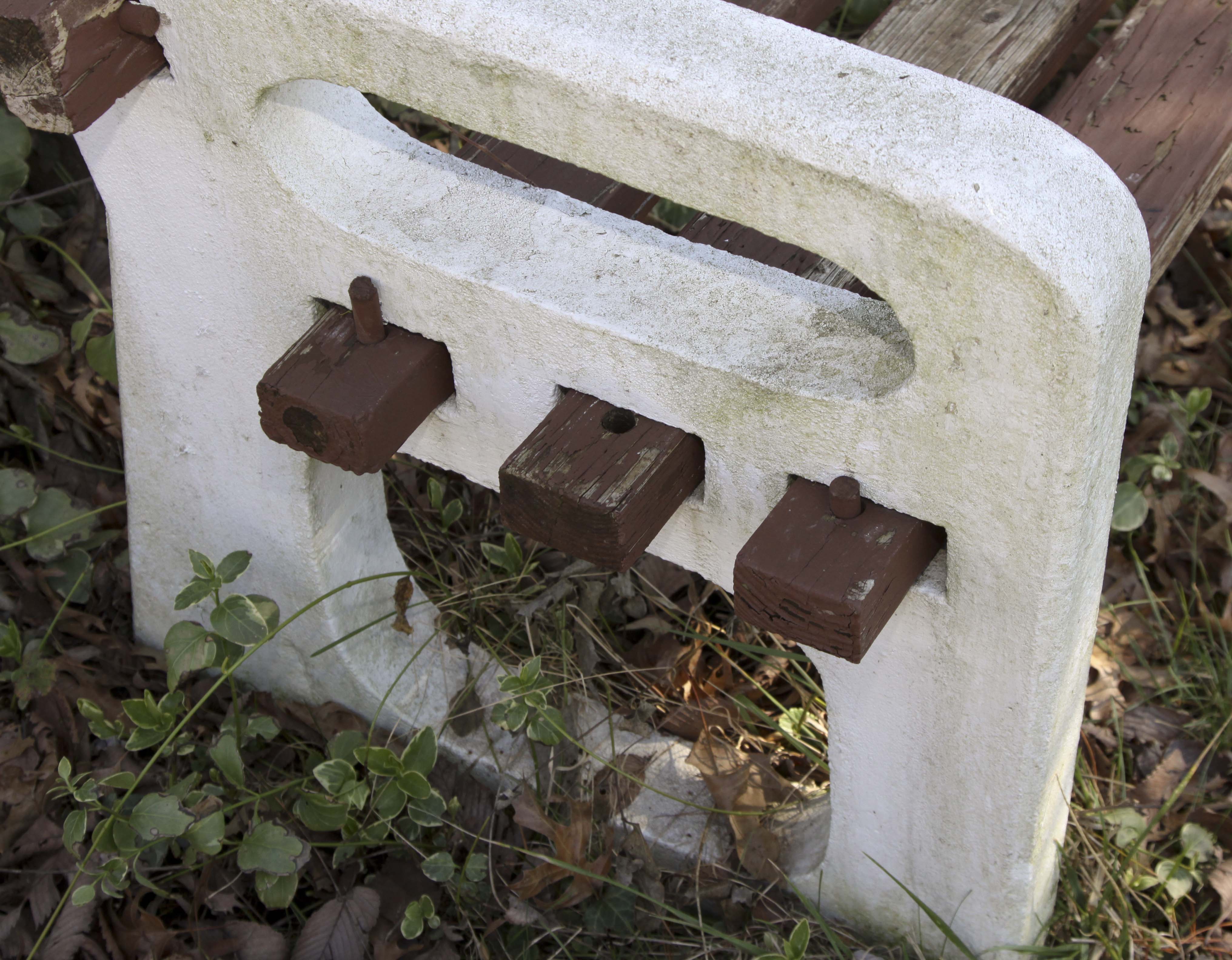 Wood and Concrete Park Bench