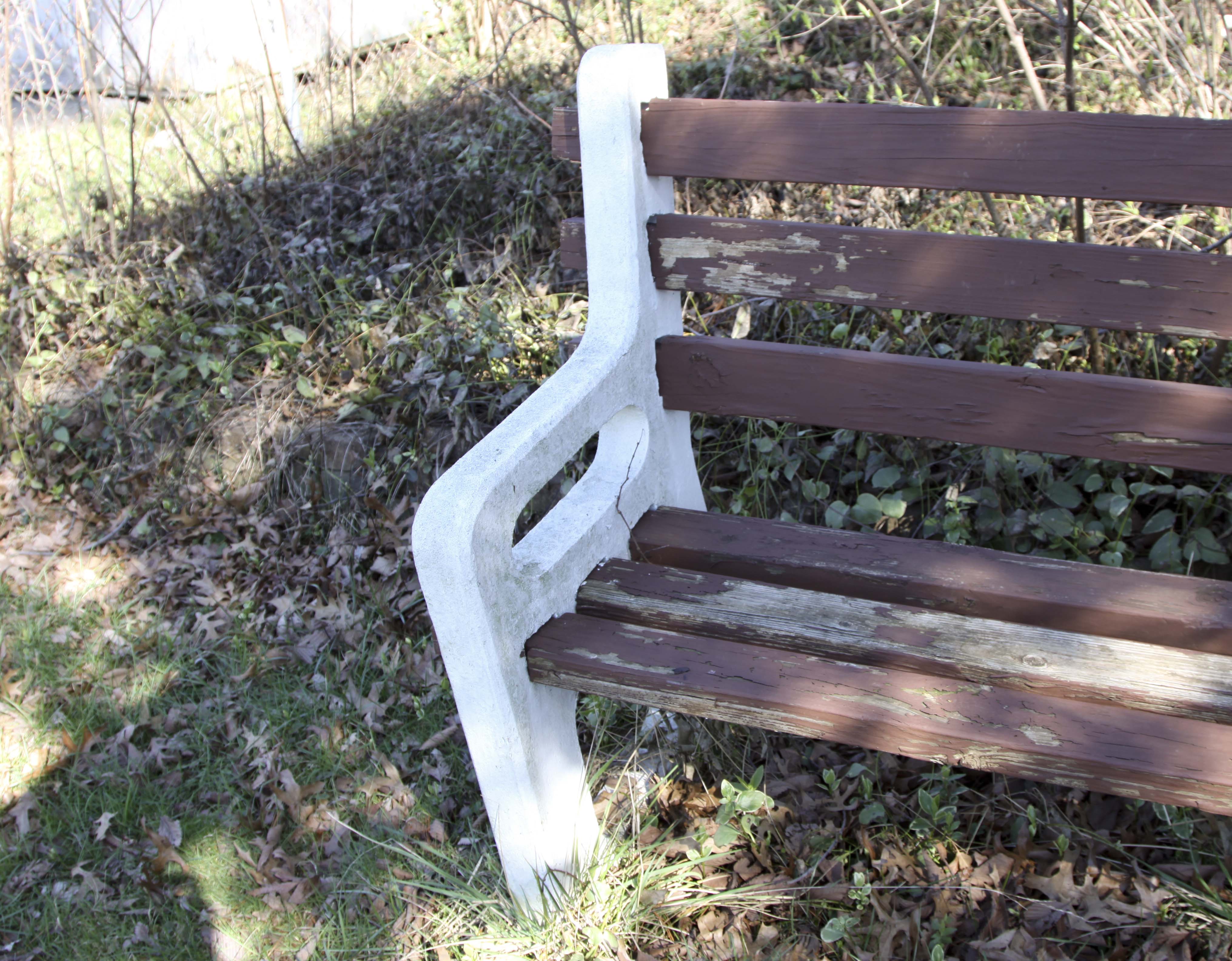 Wood and Concrete Park Bench