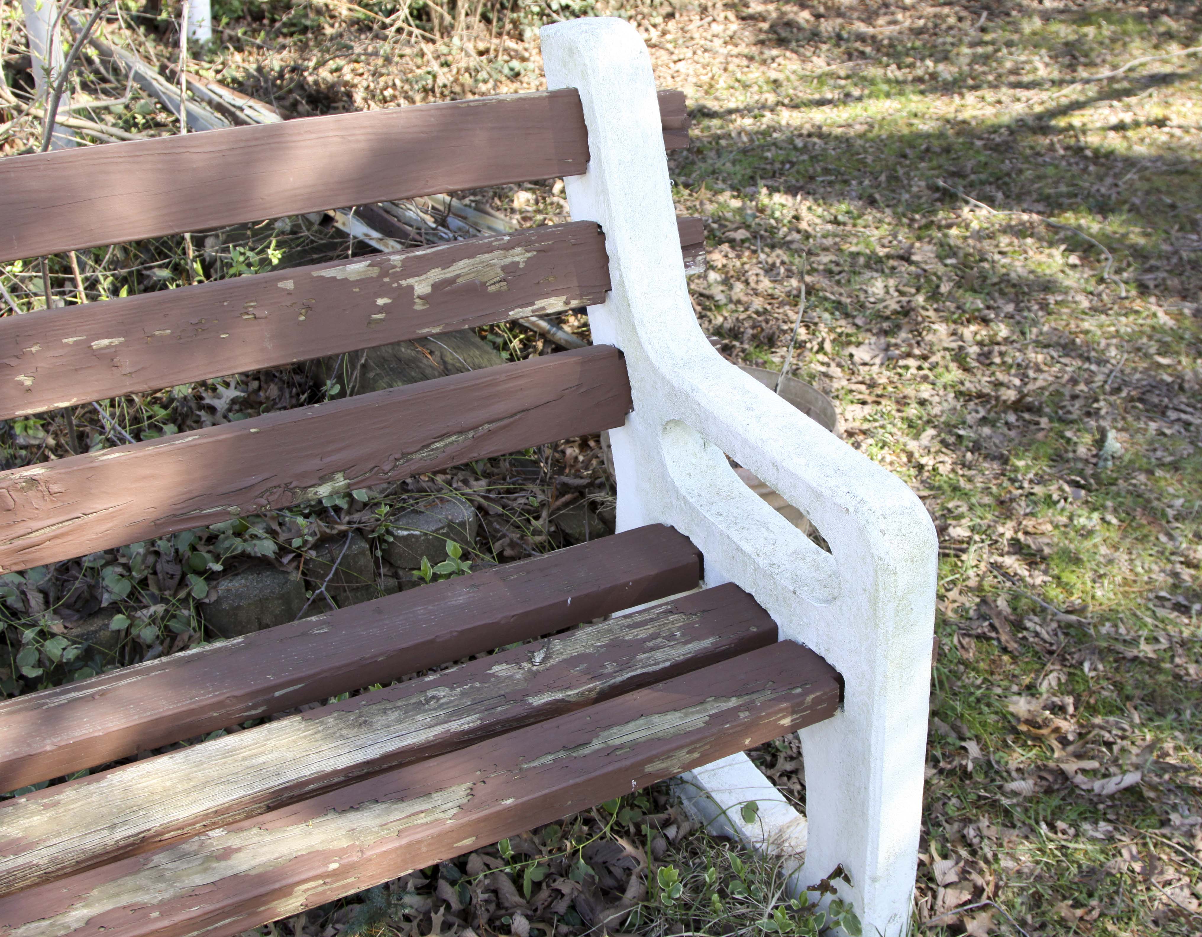 Wood and Concrete Park Bench