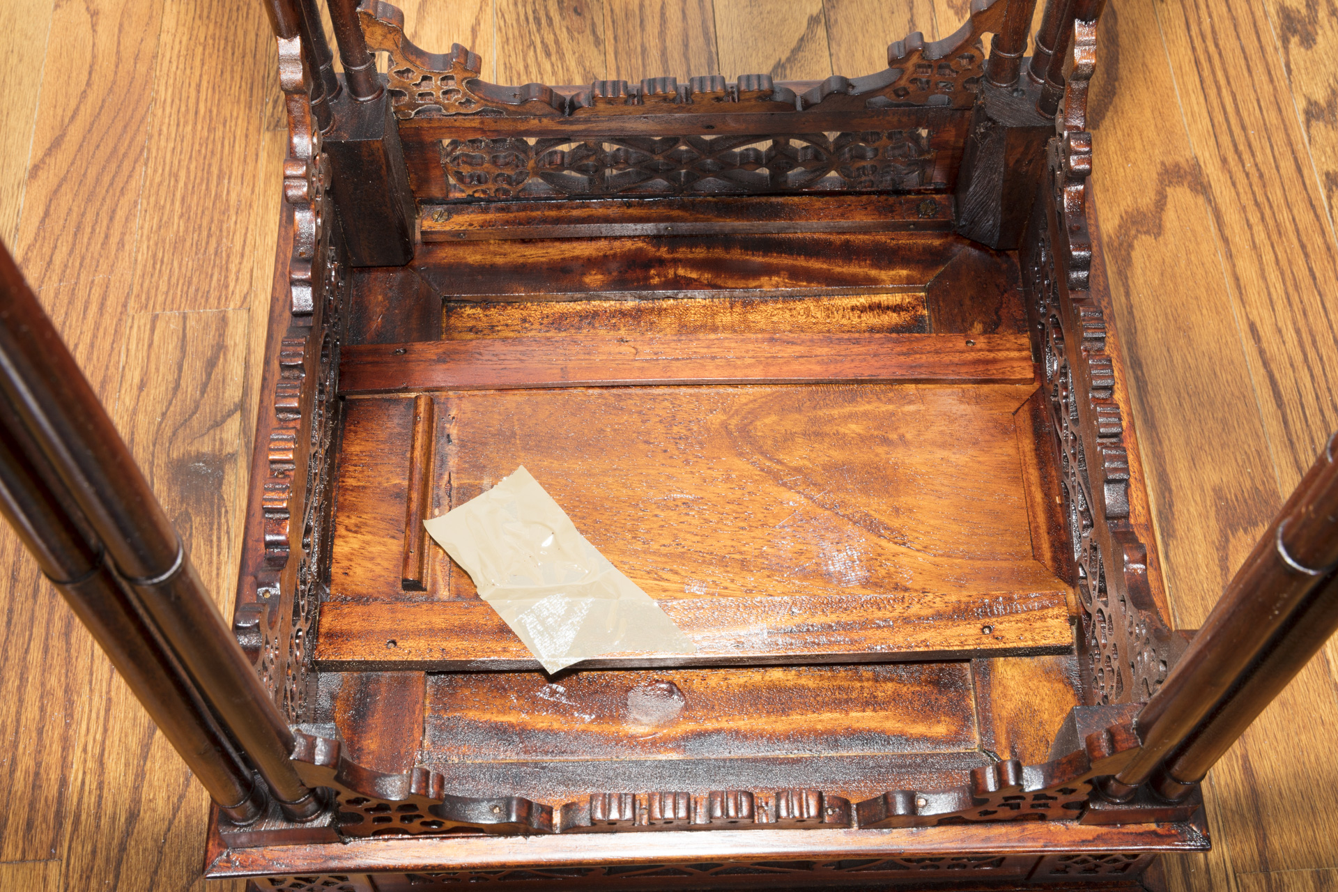 Vintage Chinese Chippendale Style Mahogany Kettle Stand