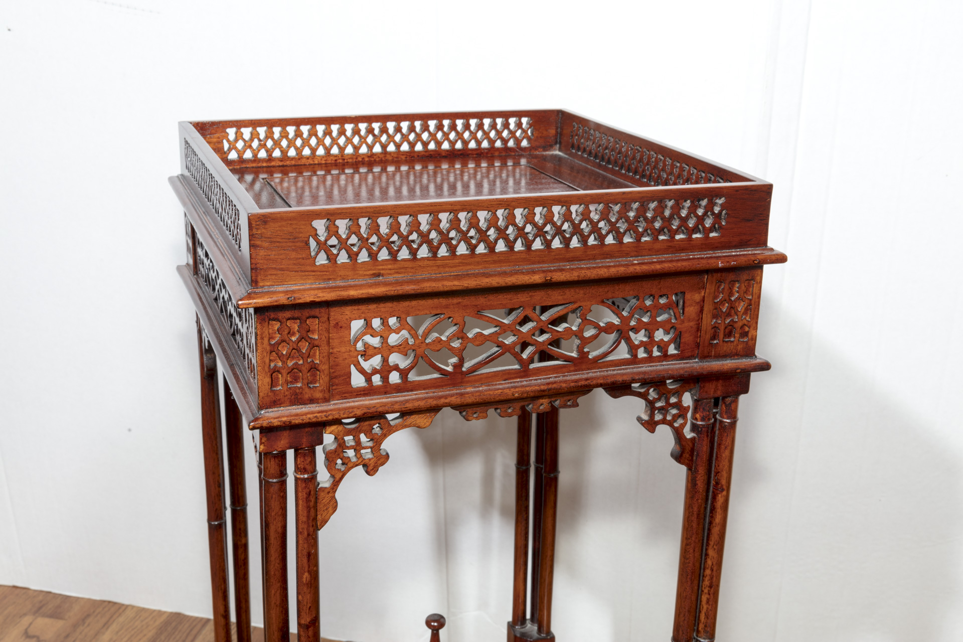 Vintage Chinese Chippendale Style Mahogany Kettle Stand