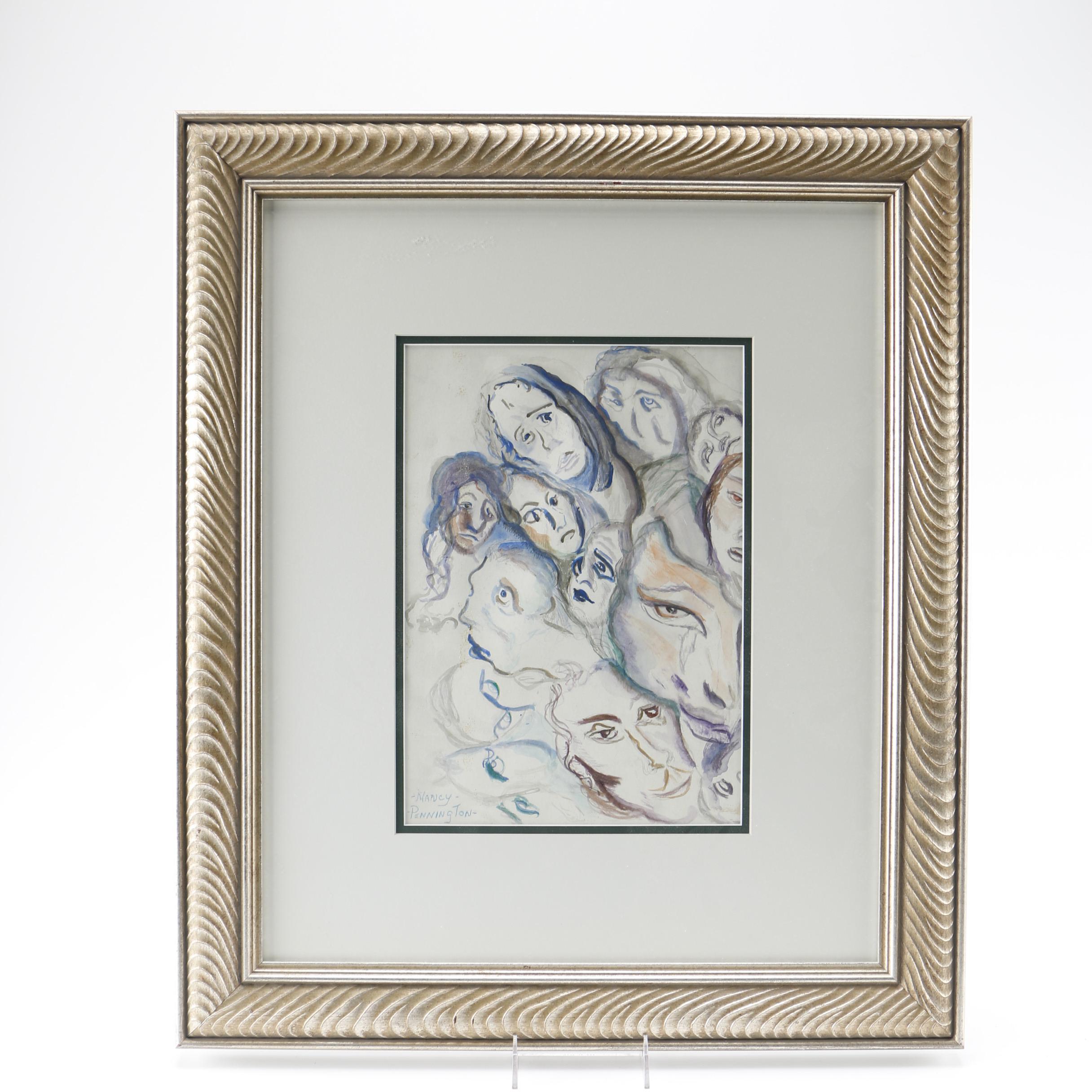 Nancy Pennington Original Gouache and Watercolor on Paper