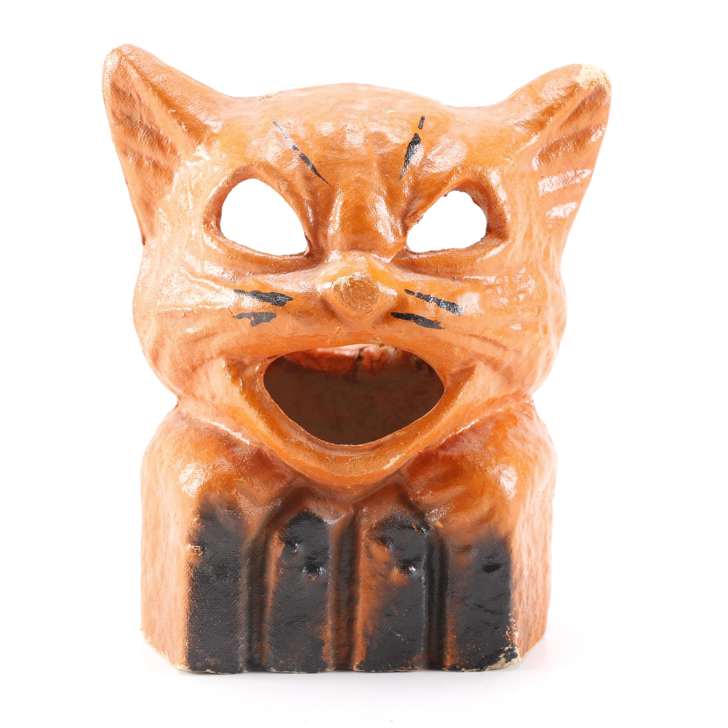 Vintage Paper Pulp Cat Lantern