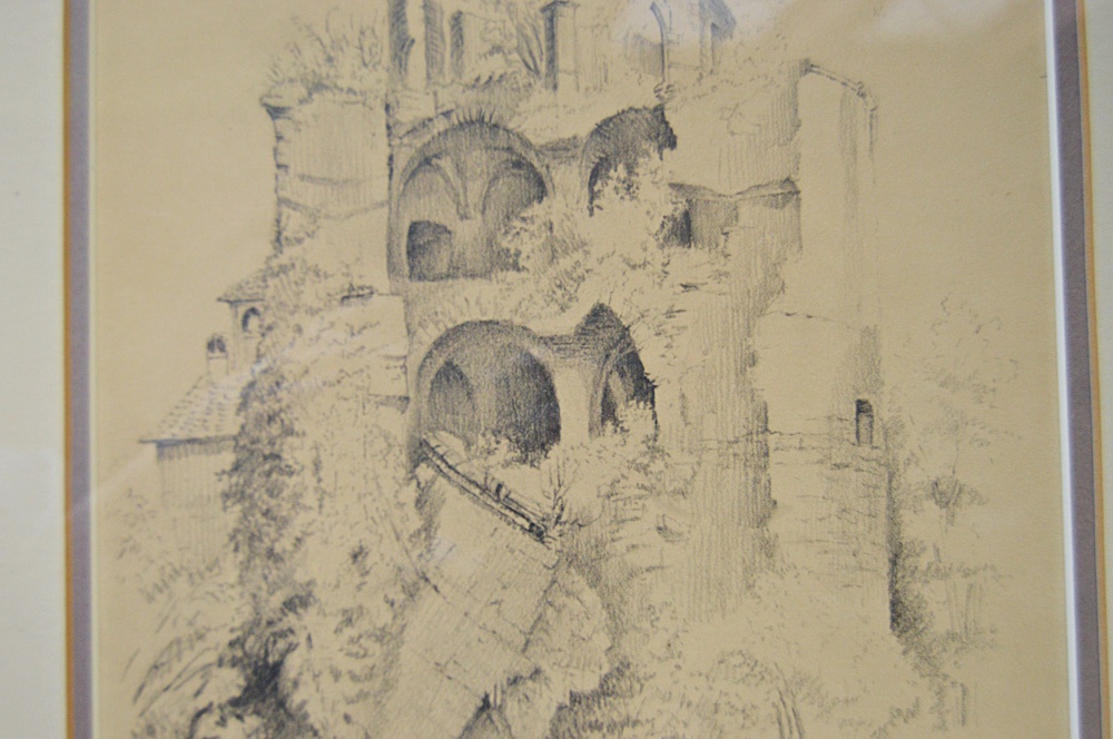 1868 Pencil Drawing of Heidelberg Castle