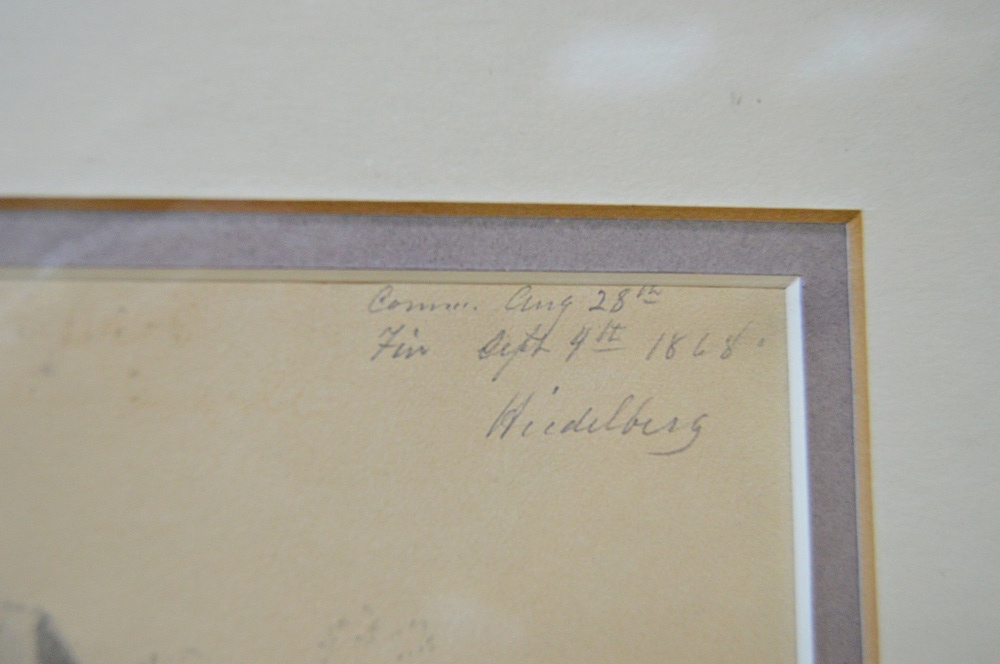 1868 Pencil Drawing of Heidelberg Castle