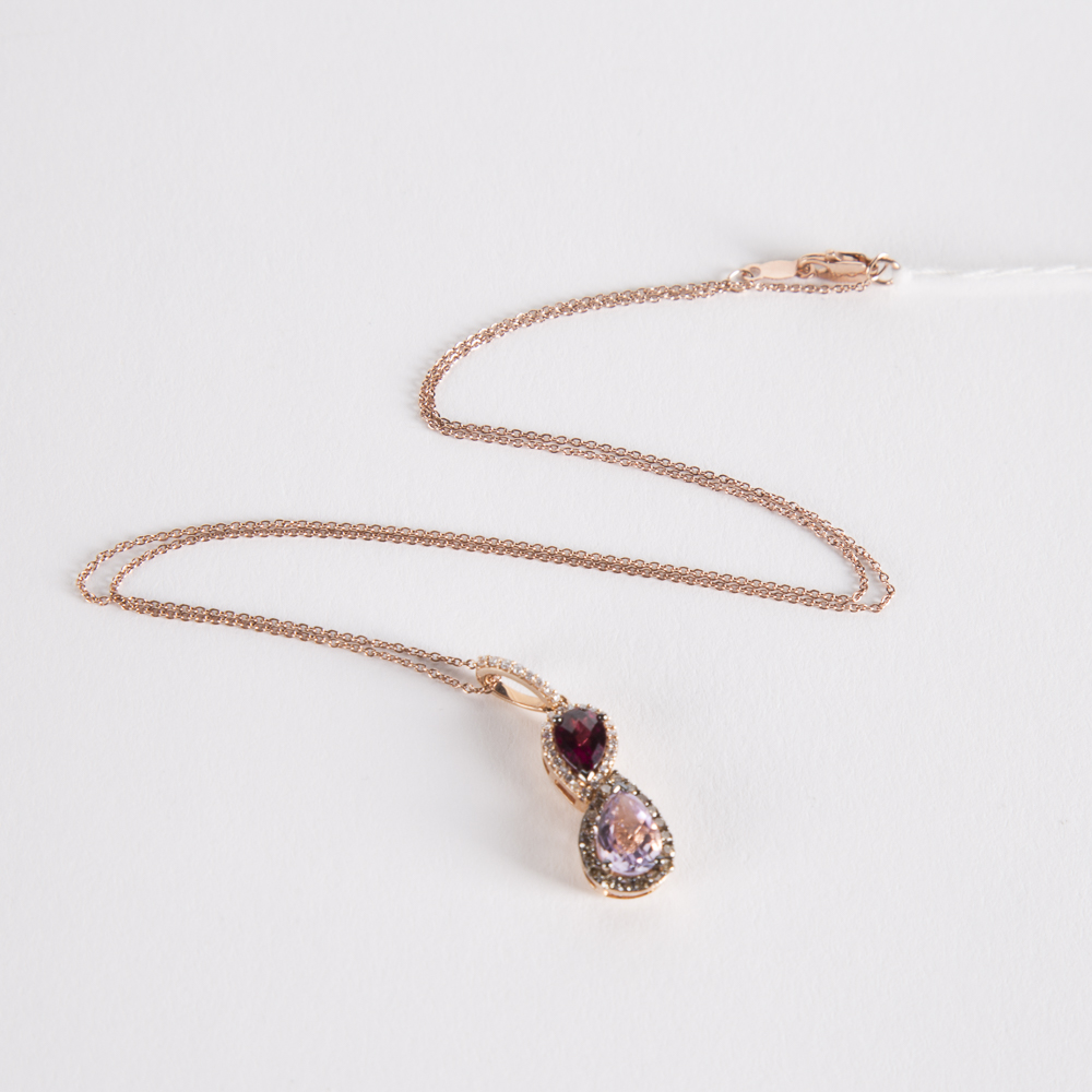 Le Vian 14K Rose Gold Garnet and Amethyst Pendant On Rose Gold Chain