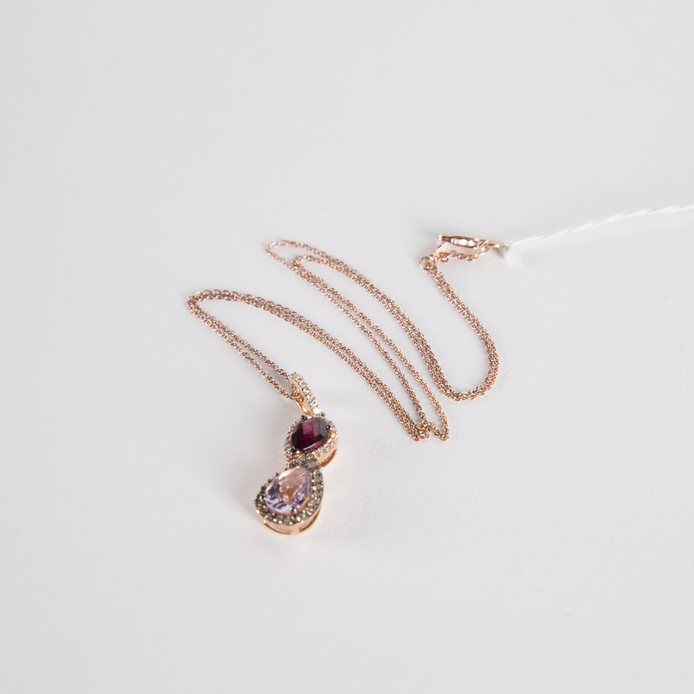Le Vian 14K Rose Gold Garnet and Amethyst Pendant On Rose Gold Chain
