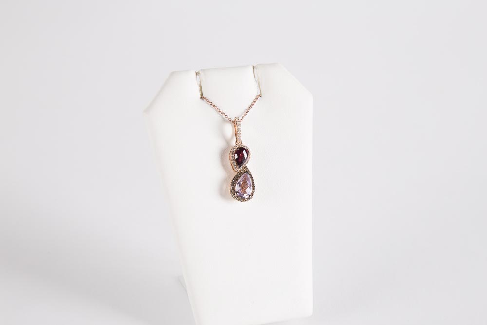 Le Vian 14K Rose Gold Garnet and Amethyst Pendant On Rose Gold Chain