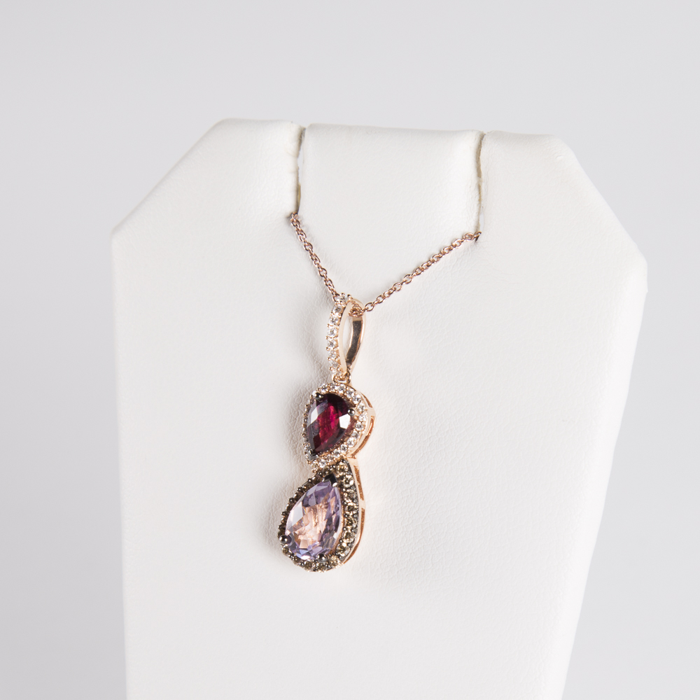 Le Vian 14K Rose Gold Garnet and Amethyst Pendant On Rose Gold Chain