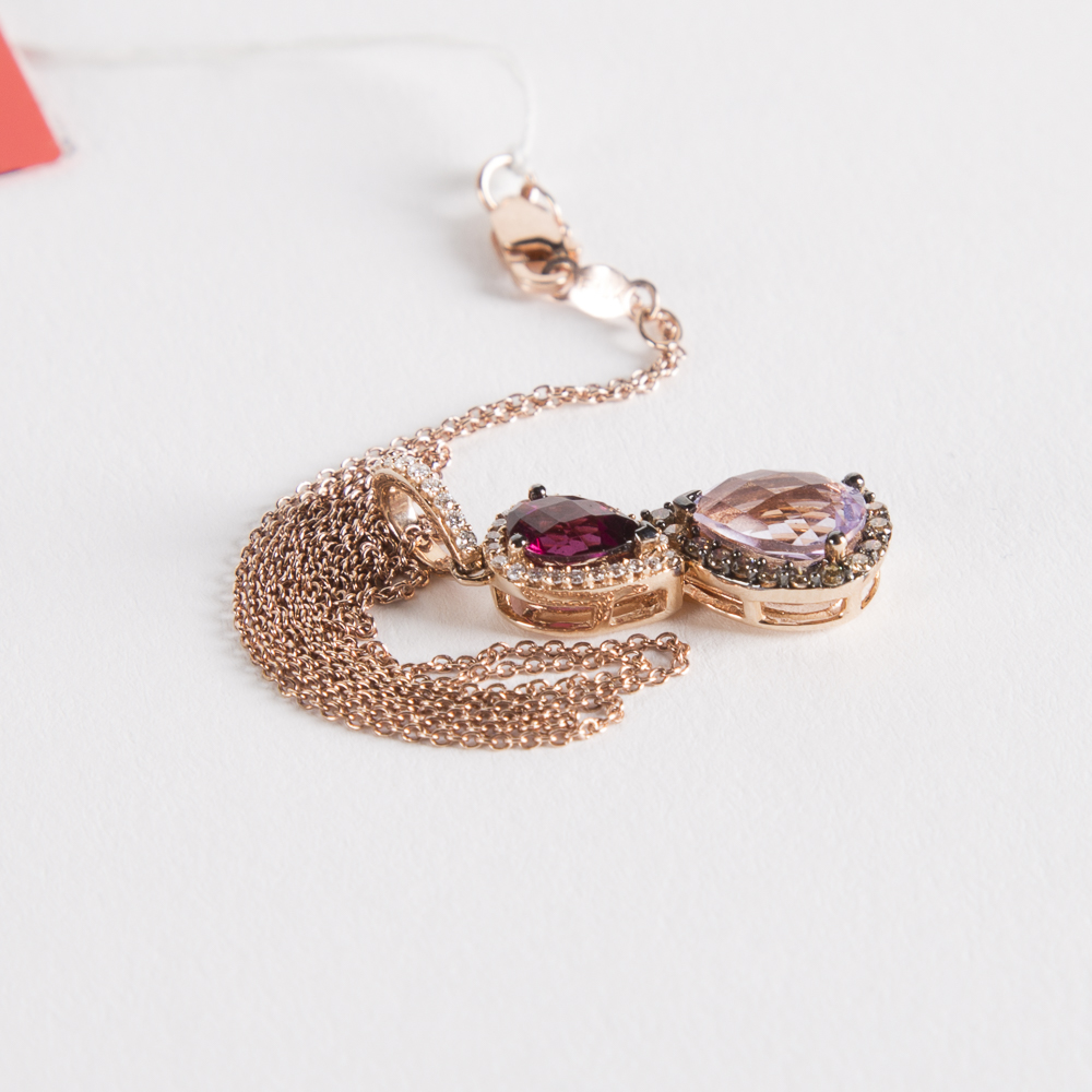 Le Vian 14K Rose Gold Garnet and Amethyst Pendant On Rose Gold Chain