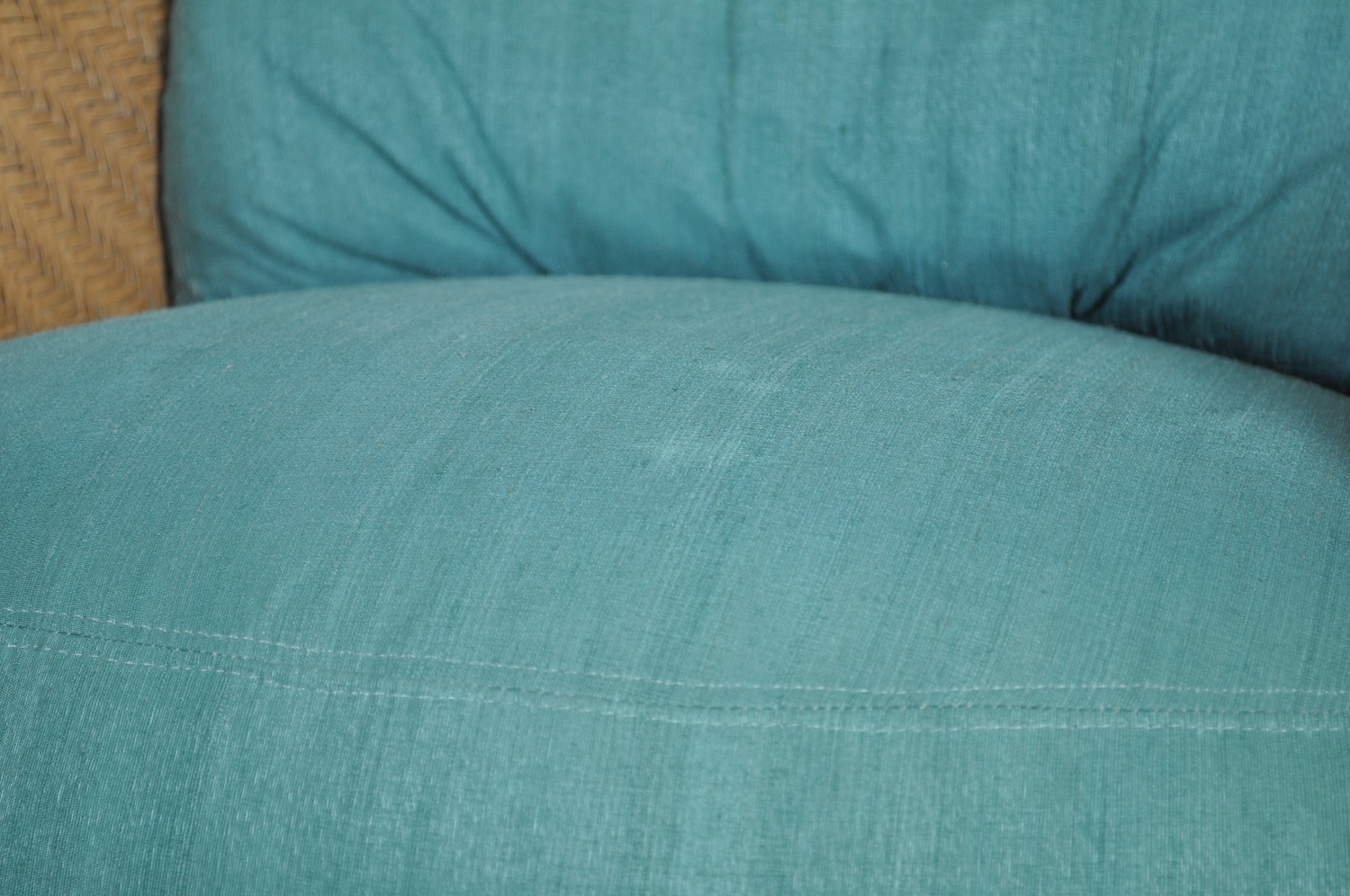 Pair of Green Cushioned Wicker Patio Chairs