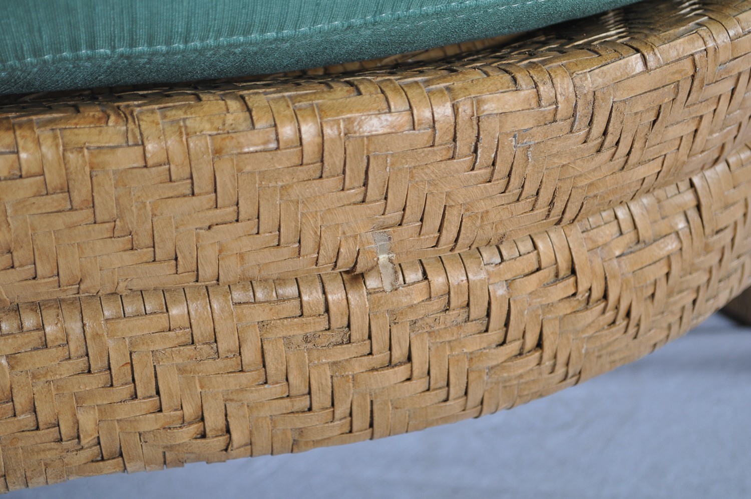 Pair of Green Cushioned Wicker Patio Chairs