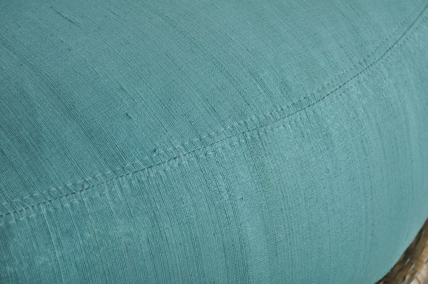 Pair of Green Cushioned Wicker Patio Chairs