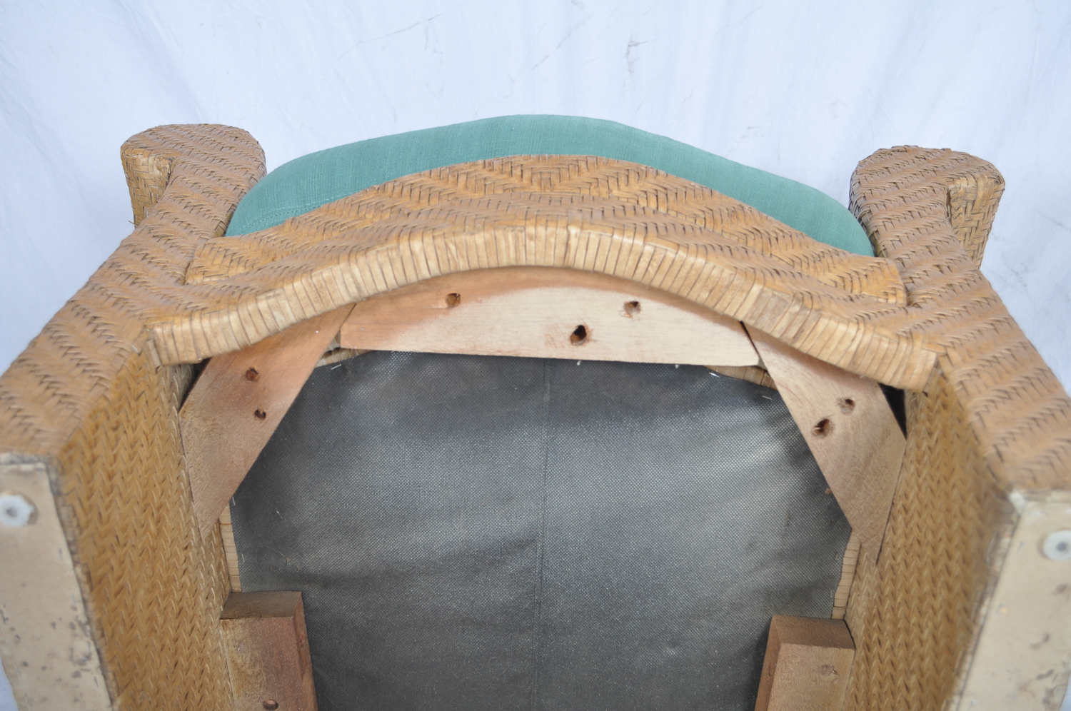 Pair of Green Cushioned Wicker Patio Chairs