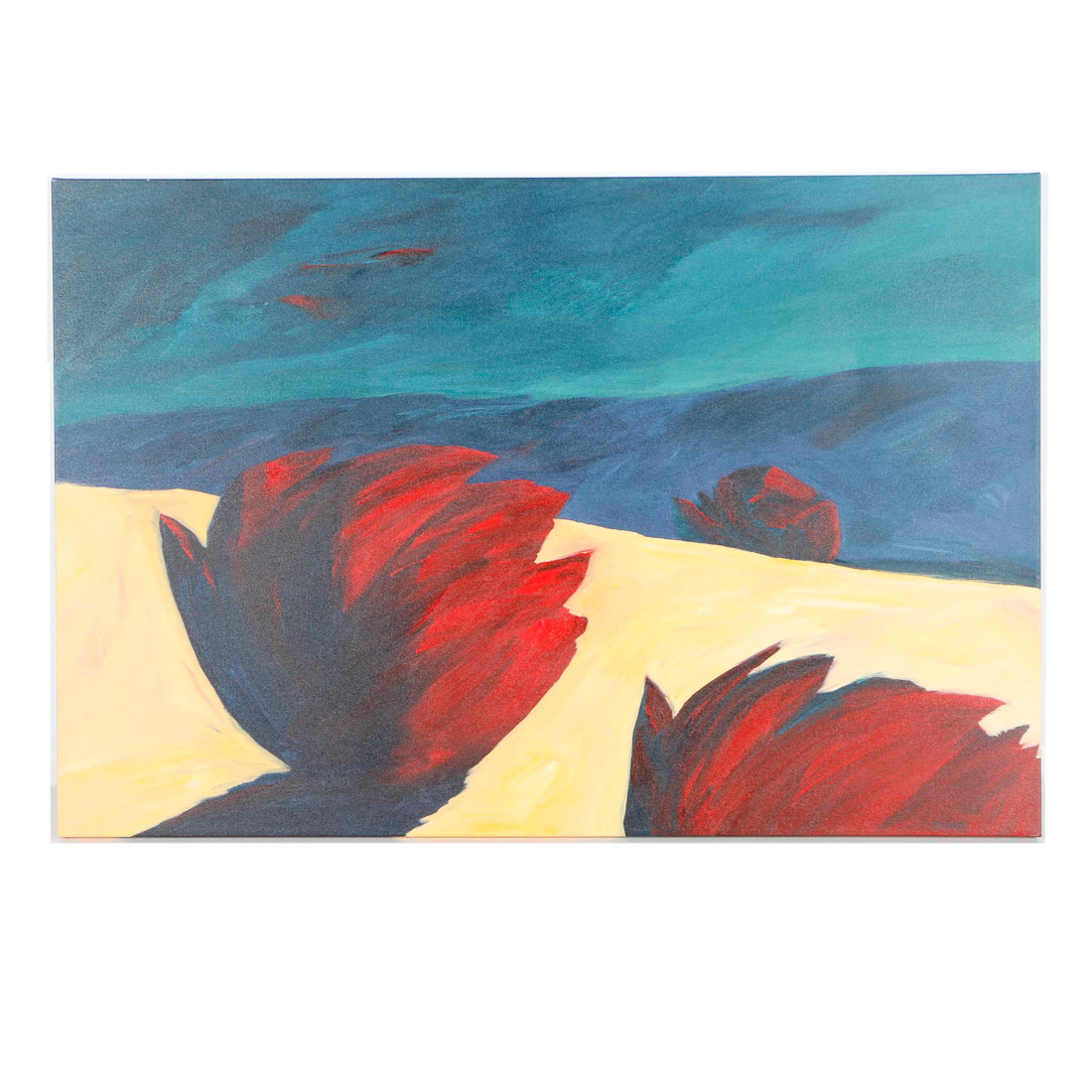 Dick Evans Original Acrylic Painting on Canvas of "Three with Green Sky"