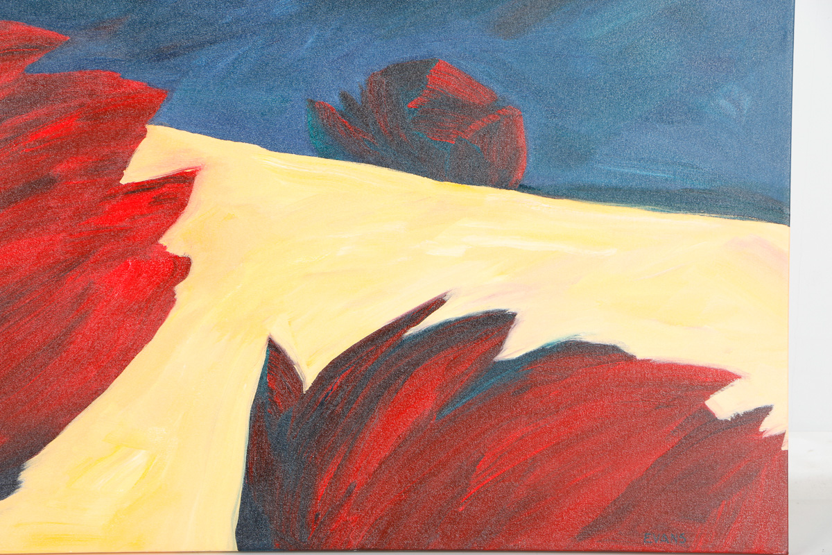 Dick Evans Original Acrylic Painting on Canvas of "Three with Green Sky"