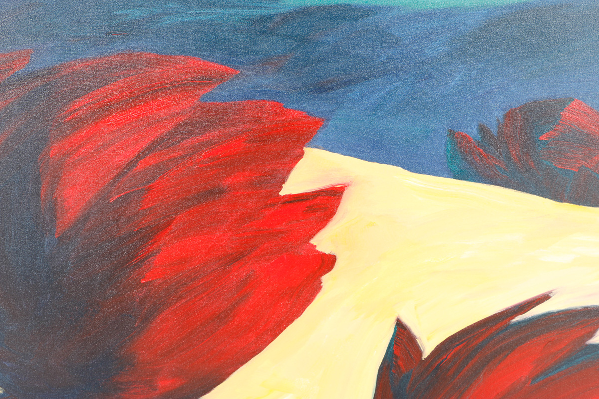 Dick Evans Original Acrylic Painting on Canvas of "Three with Green Sky"