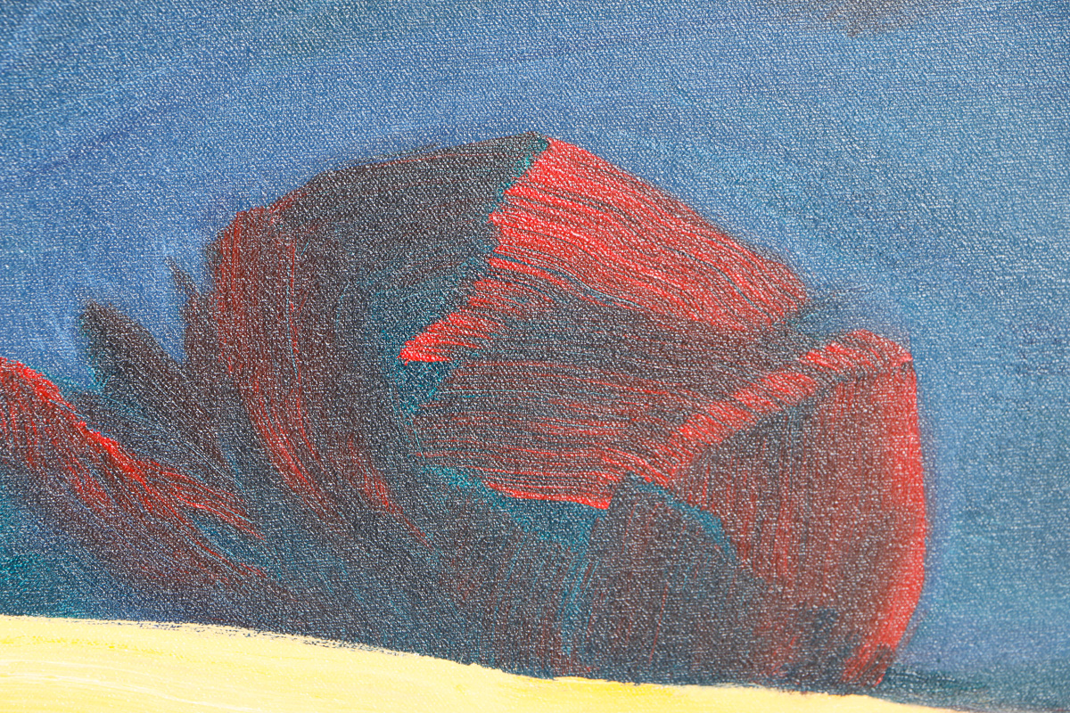 Dick Evans Original Acrylic Painting on Canvas of "Three with Green Sky"