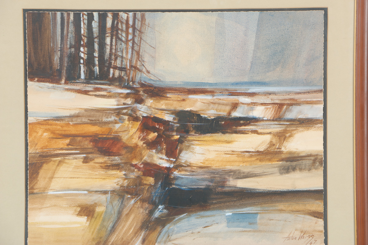 Anton Weiss Watercolor on Paper "Landscape In Abstraction"