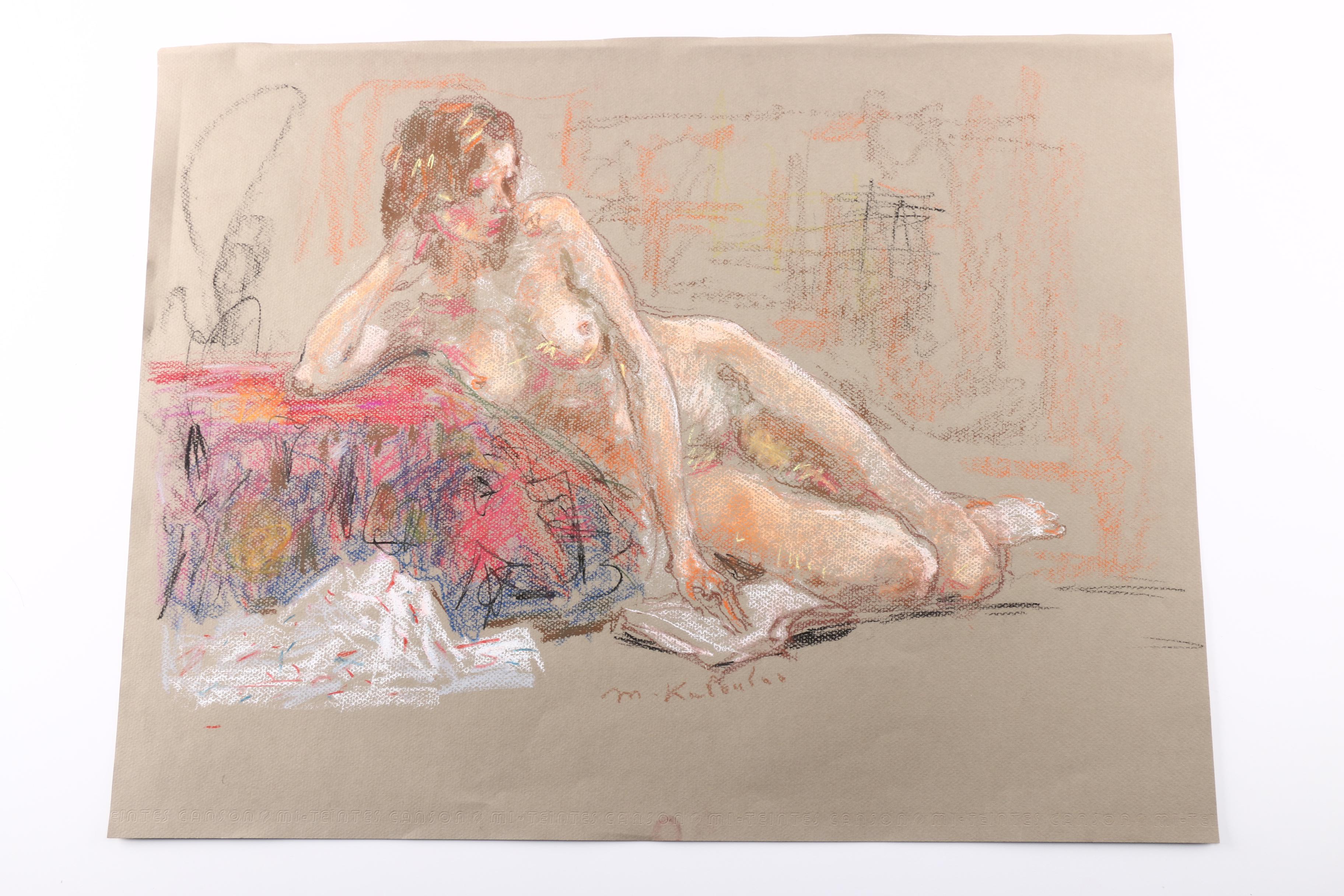 Murat Kaboulov Pastel Drawings of Reclining Female Nudes
