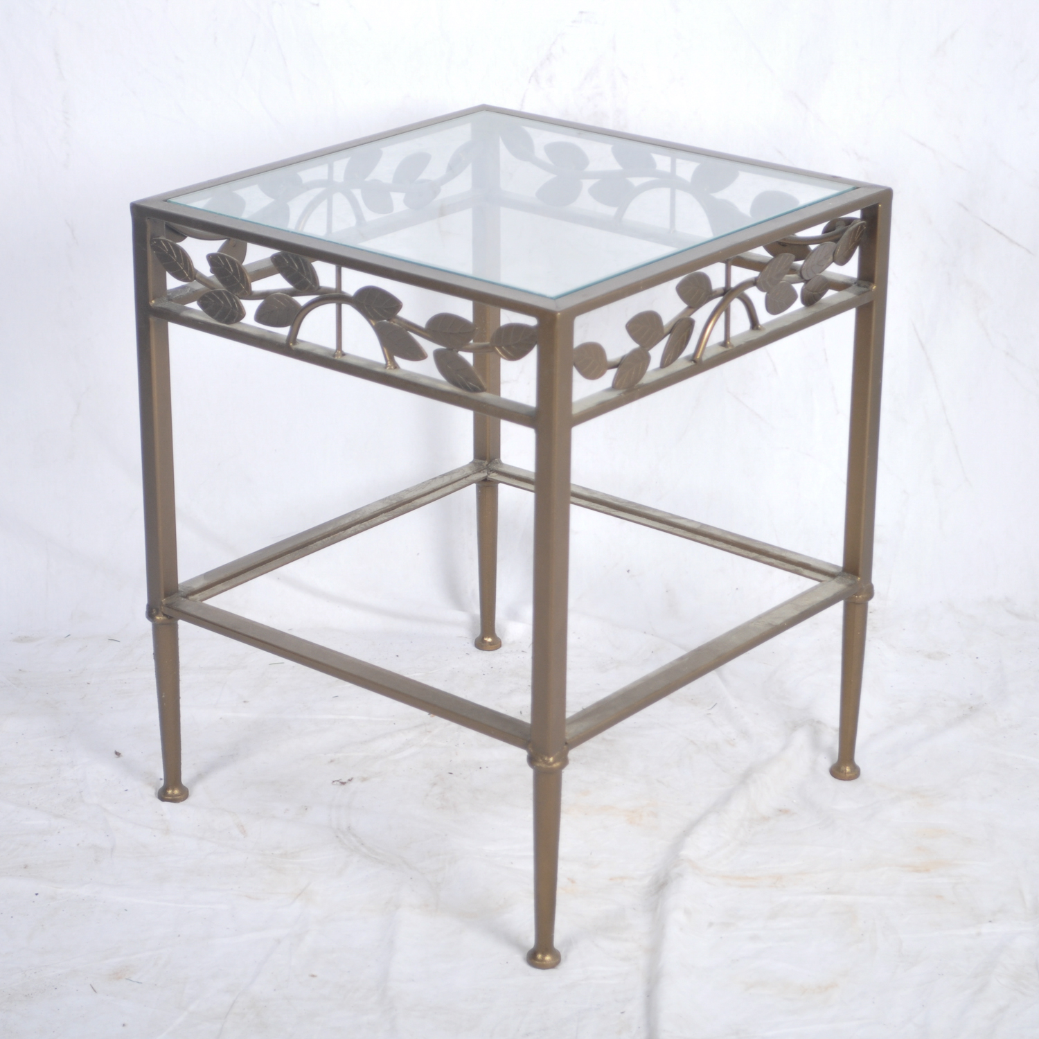 Metal End Table With Glass Top
