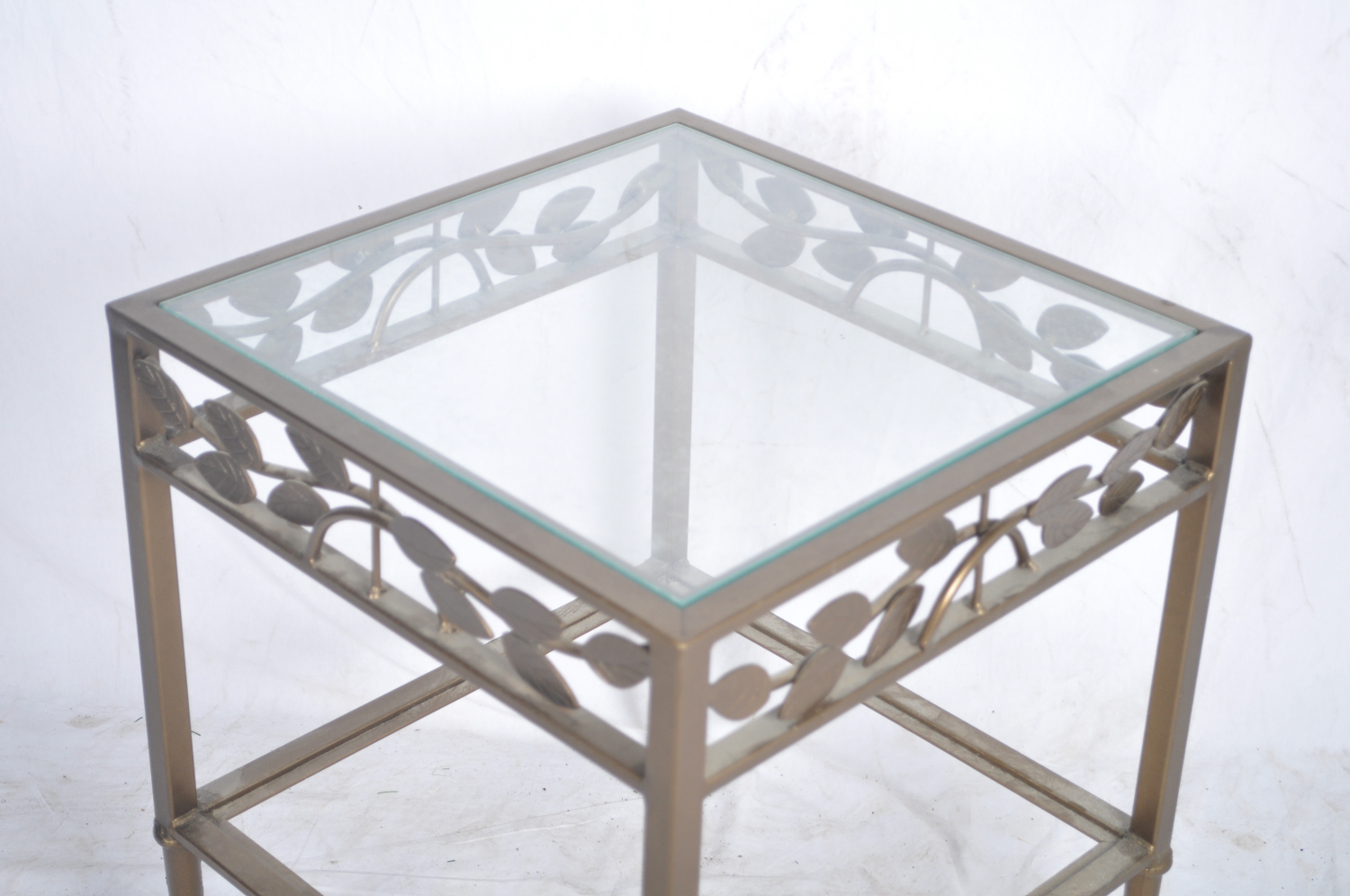 Metal End Table With Glass Top