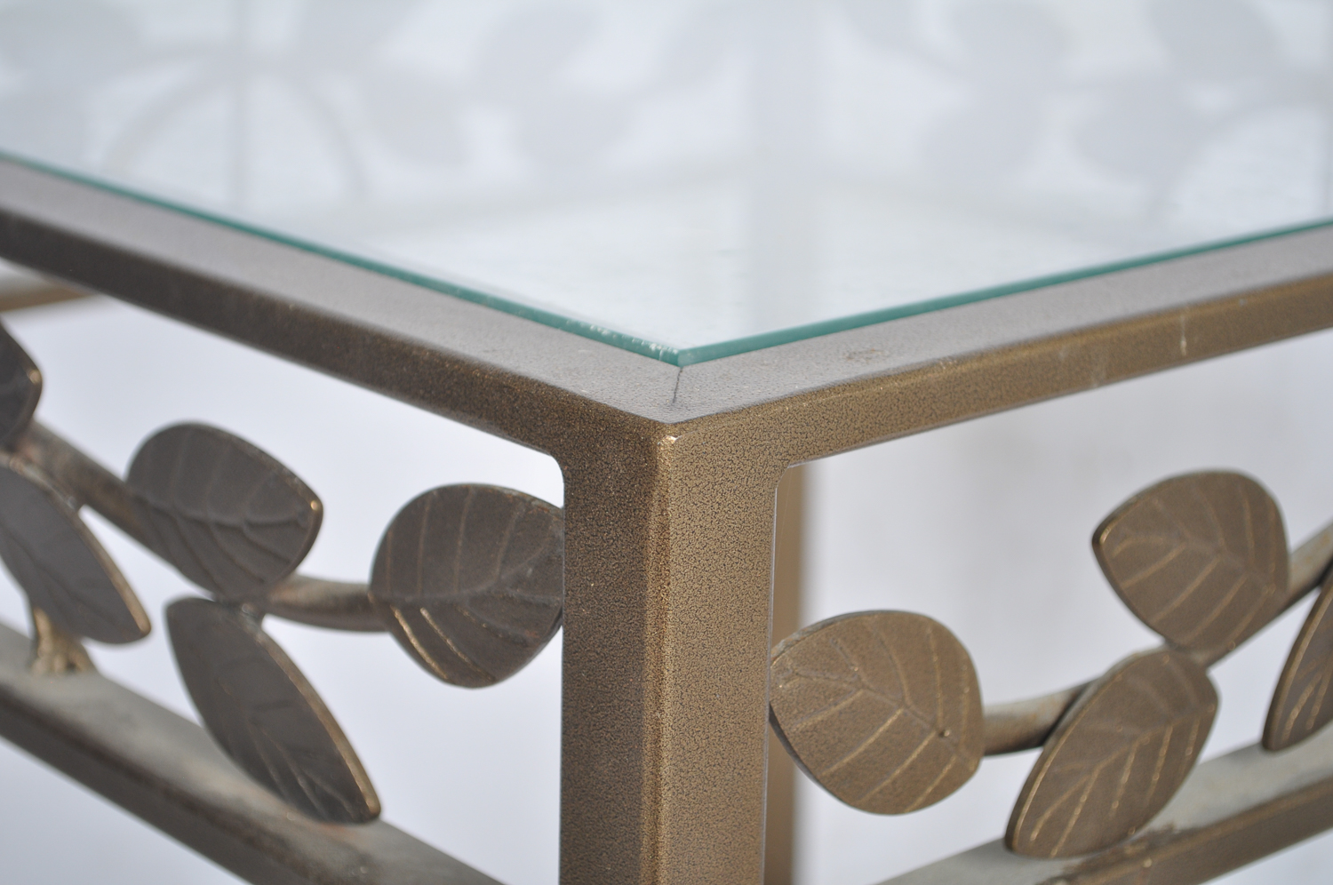 Metal End Table With Glass Top